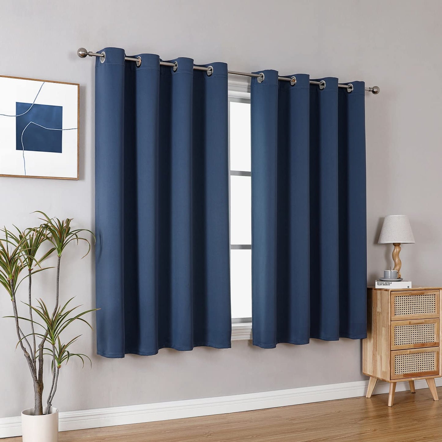 ChrisDowa Grommet Blackout Curtains for Bedroom and Living Room - 2 Panels Set Thermal Insulated Room Darkening Curtains (Dark Grey, 42 x 63 Inch)