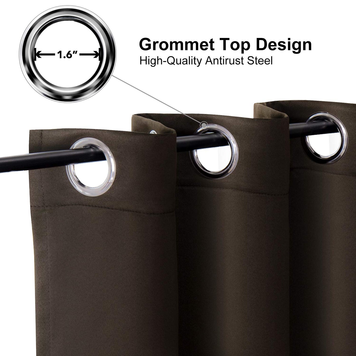 ChrisDowa Grommet Blackout Curtains for Bedroom and Living Room - 2 Panels Set Thermal Insulated Room Darkening Curtains (Dark Grey, 42 x 63 Inch)