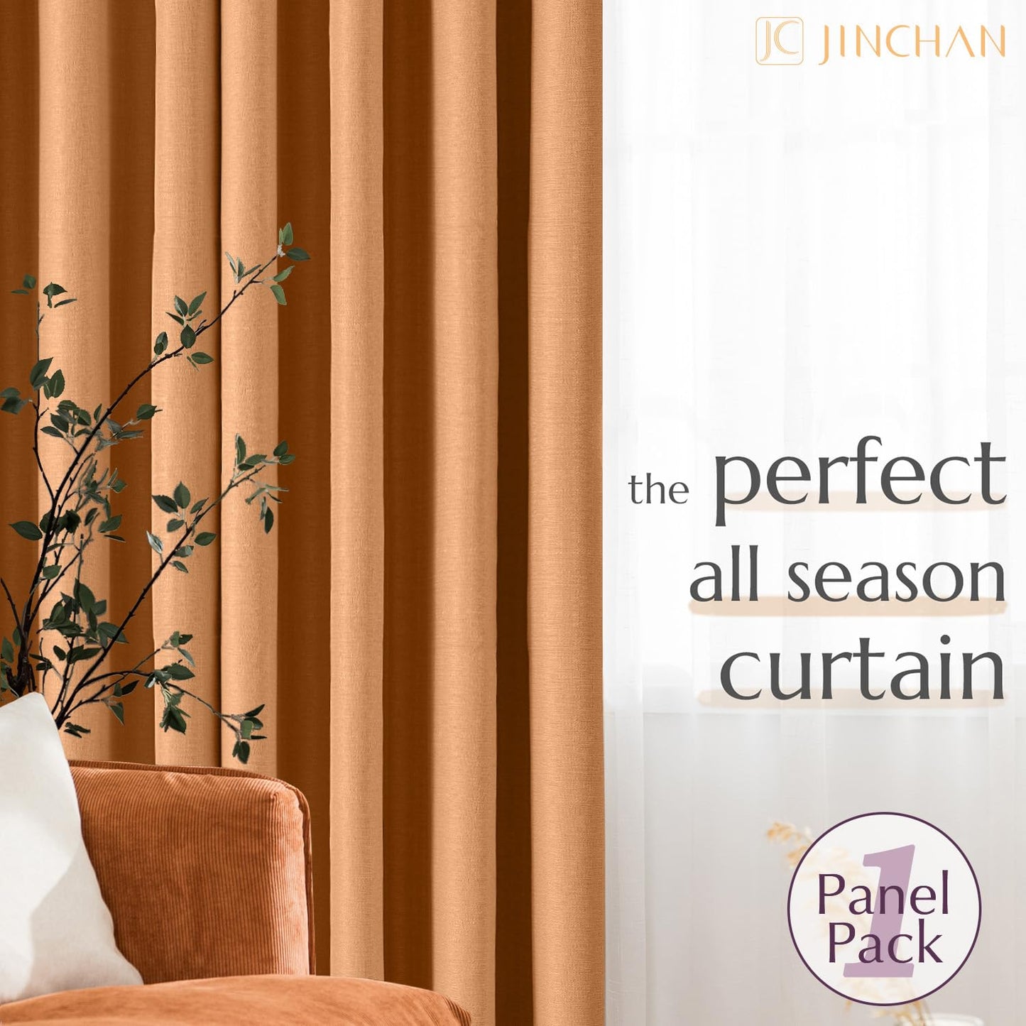 jinchan 70% Blackout Linen Textured Curtain for Living Room Darkening 84 Inch Long Bedroom Curtain Thermal Insulated Curtain Greyish Beige Curtain Grommet Top Window Curtain 1 Panel