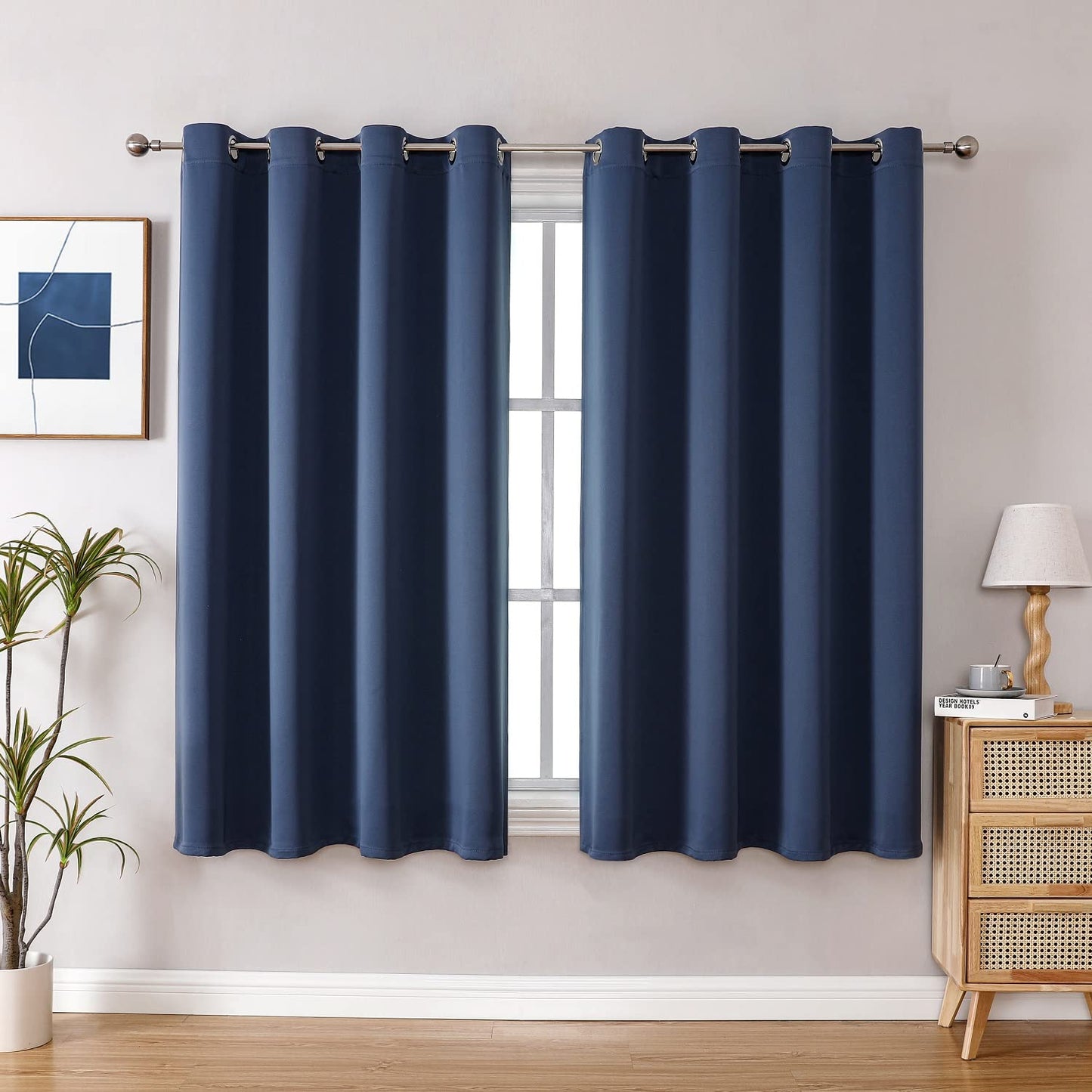 ChrisDowa Grommet Blackout Curtains for Bedroom and Living Room - 2 Panels Set Thermal Insulated Room Darkening Curtains (Dark Grey, 42 x 63 Inch)