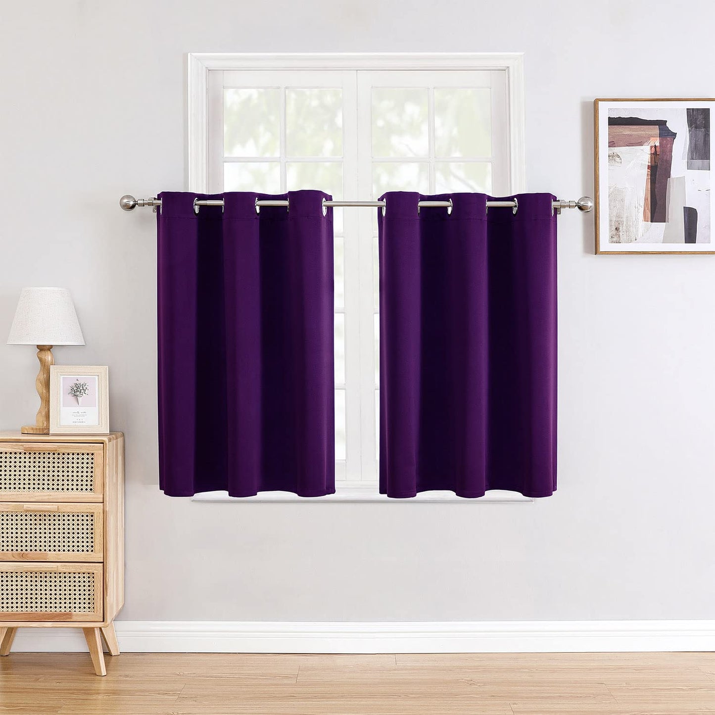 ChrisDowa Grommet Blackout Curtains for Bedroom and Living Room - 2 Panels Set Thermal Insulated Room Darkening Curtains (Dark Grey, 42 x 63 Inch)
