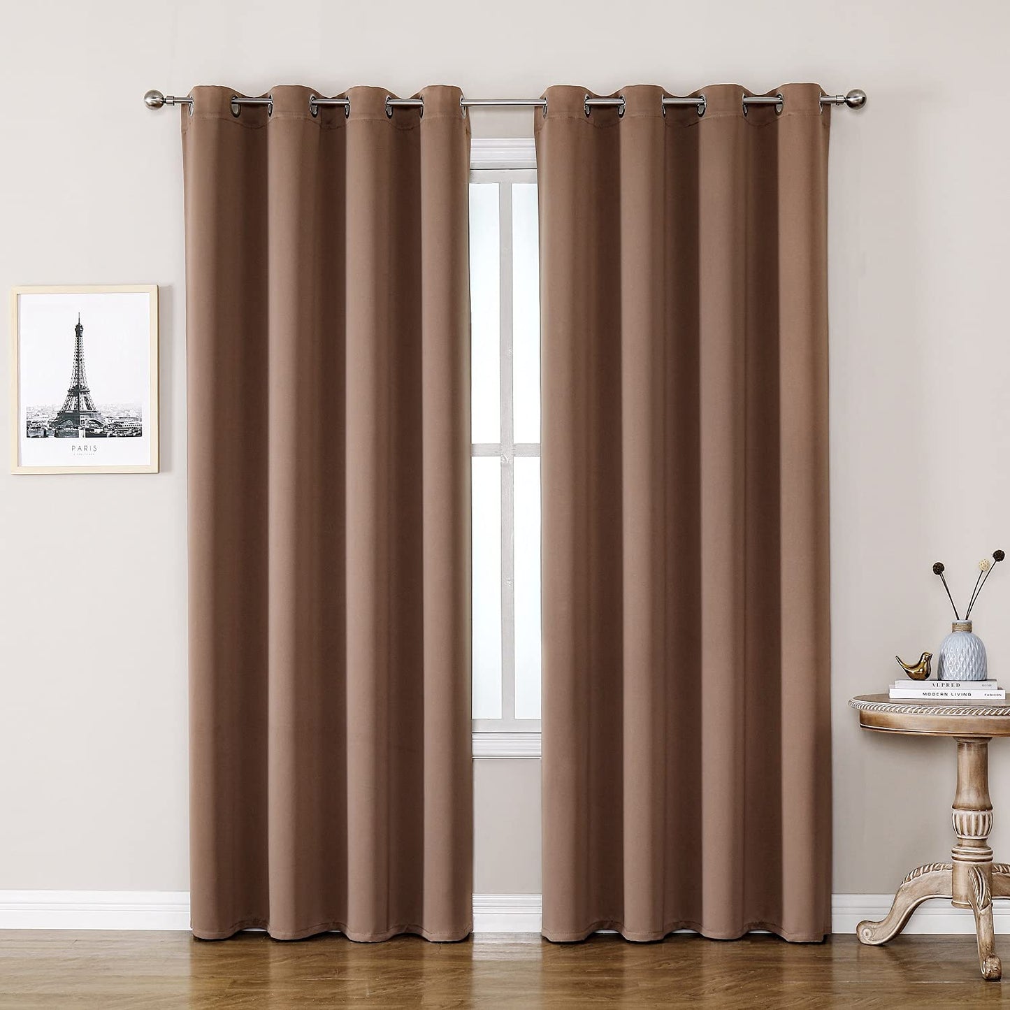 ChrisDowa Grommet Blackout Curtains for Bedroom and Living Room - 2 Panels Set Thermal Insulated Room Darkening Curtains (Dark Grey, 42 x 63 Inch)