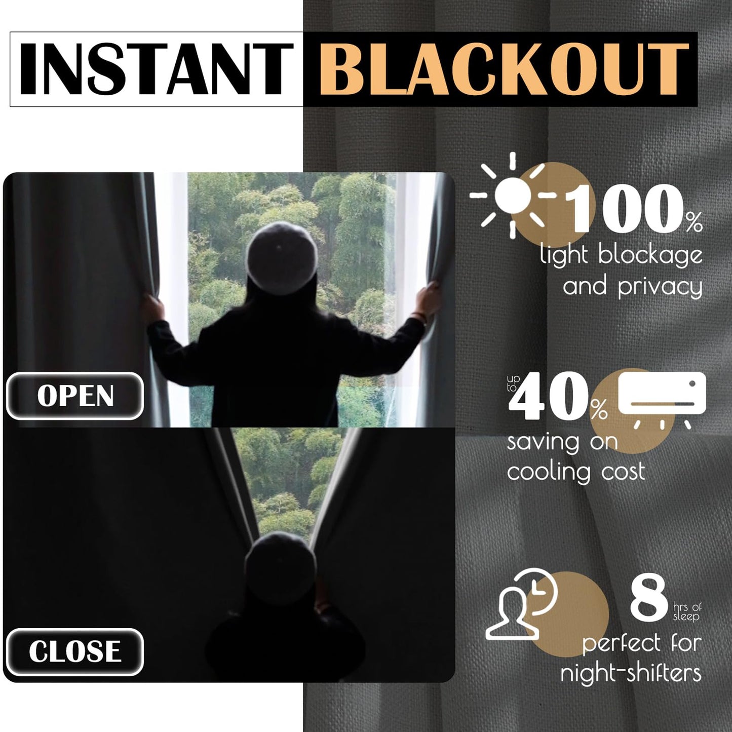 jinchan 70% Blackout Linen Textured Curtain for Living Room Darkening 84 Inch Long Bedroom Curtain Thermal Insulated Curtain Greyish Beige Curtain Grommet Top Window Curtain 1 Panel