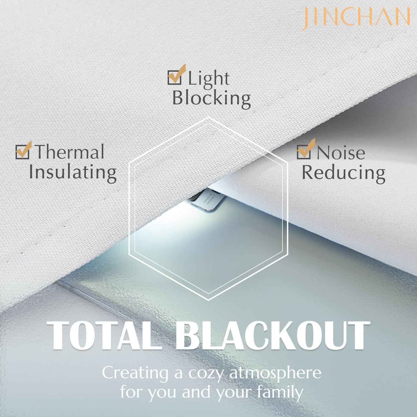 jinchan 70% Blackout Linen Textured Curtain for Living Room Darkening 84 Inch Long Bedroom Curtain Thermal Insulated Curtain Greyish Beige Curtain Grommet Top Window Curtain 1 Panel
