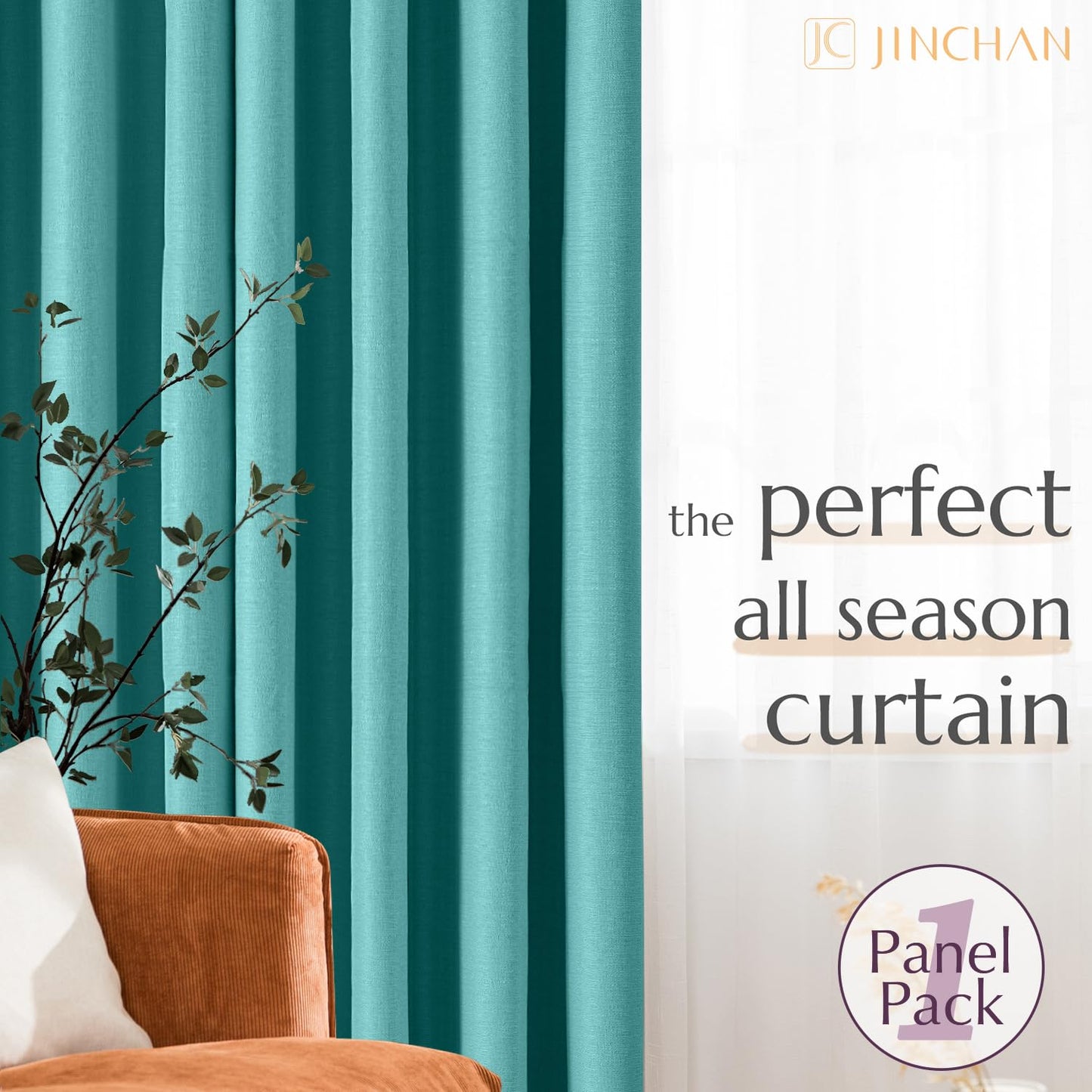 jinchan 70% Blackout Linen Textured Curtain for Living Room Darkening 84 Inch Long Bedroom Curtain Thermal Insulated Curtain Greyish Beige Curtain Grommet Top Window Curtain 1 Panel