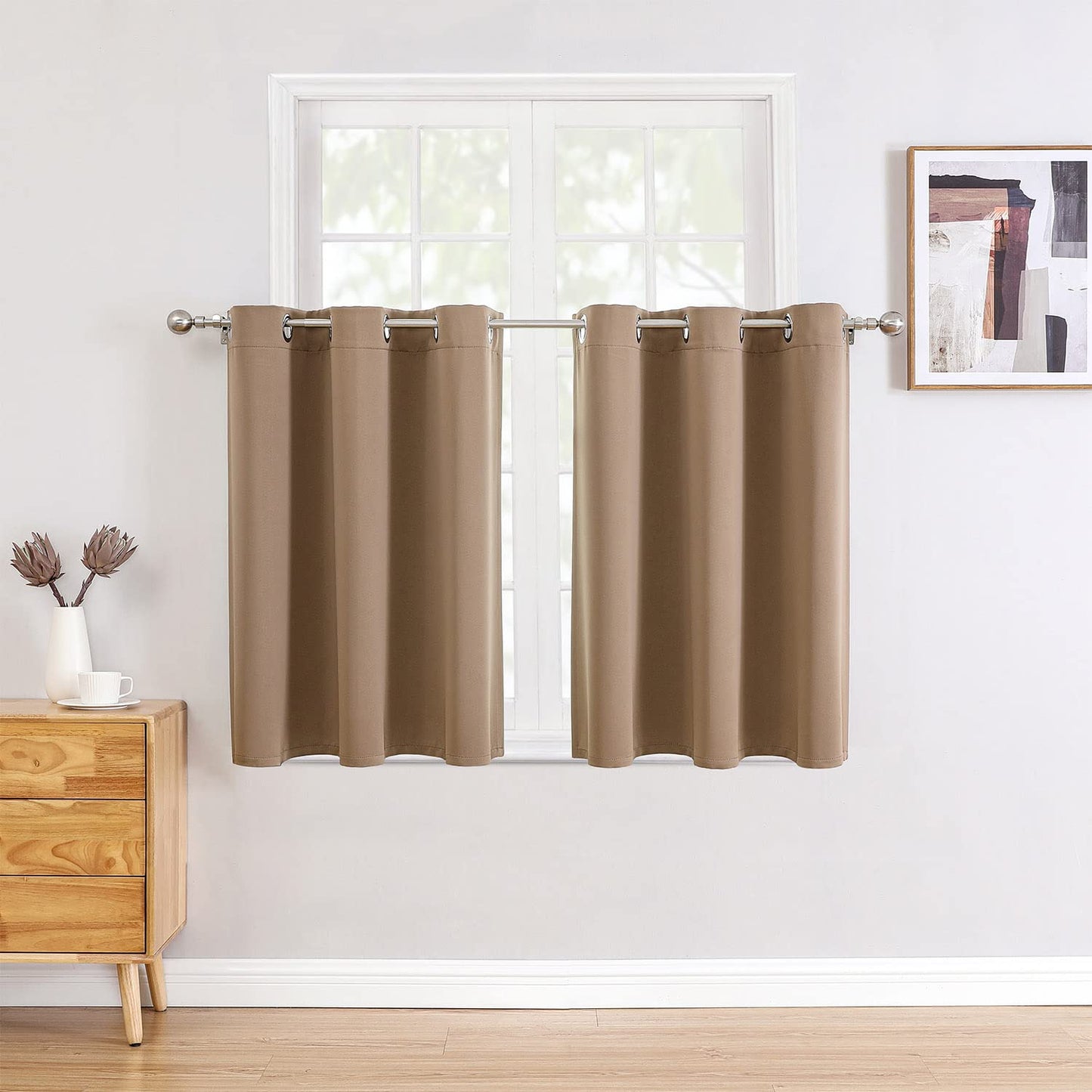 ChrisDowa Grommet Blackout Curtains for Bedroom and Living Room - 2 Panels Set Thermal Insulated Room Darkening Curtains (Dark Grey, 42 x 63 Inch)