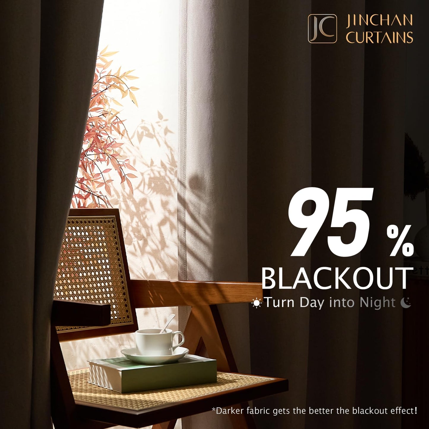 jinchan 70% Blackout Linen Textured Curtain for Living Room Darkening 84 Inch Long Bedroom Curtain Thermal Insulated Curtain Greyish Beige Curtain Grommet Top Window Curtain 1 Panel