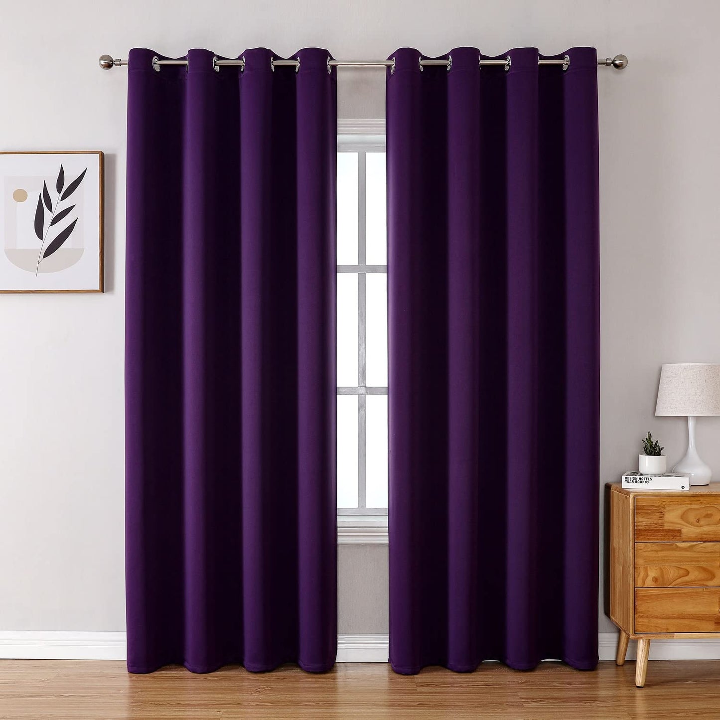 ChrisDowa Grommet Blackout Curtains for Bedroom and Living Room - 2 Panels Set Thermal Insulated Room Darkening Curtains (Dark Grey, 42 x 63 Inch)