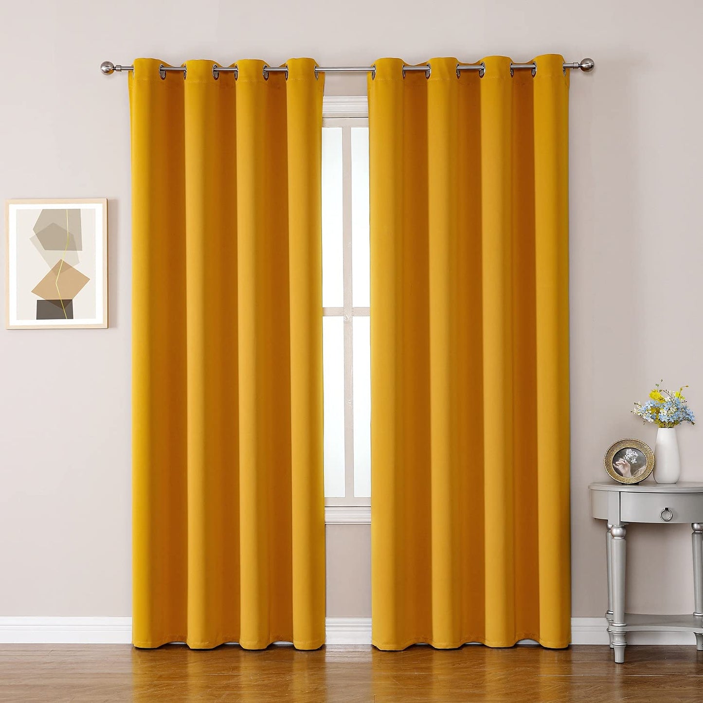 ChrisDowa Grommet Blackout Curtains for Bedroom and Living Room - 2 Panels Set Thermal Insulated Room Darkening Curtains (Dark Grey, 42 x 63 Inch)