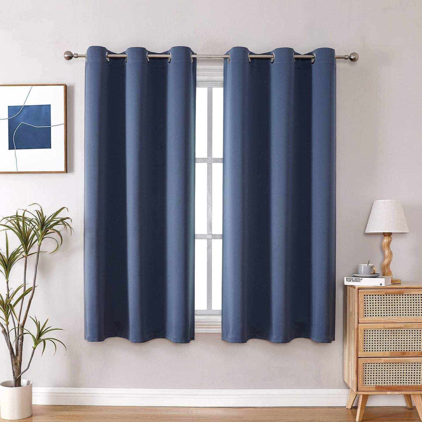 ChrisDowa Grommet Blackout Curtains for Bedroom and Living Room - 2 Panels Set Thermal Insulated Room Darkening Curtains (Dark Grey, 42 x 63 Inch)