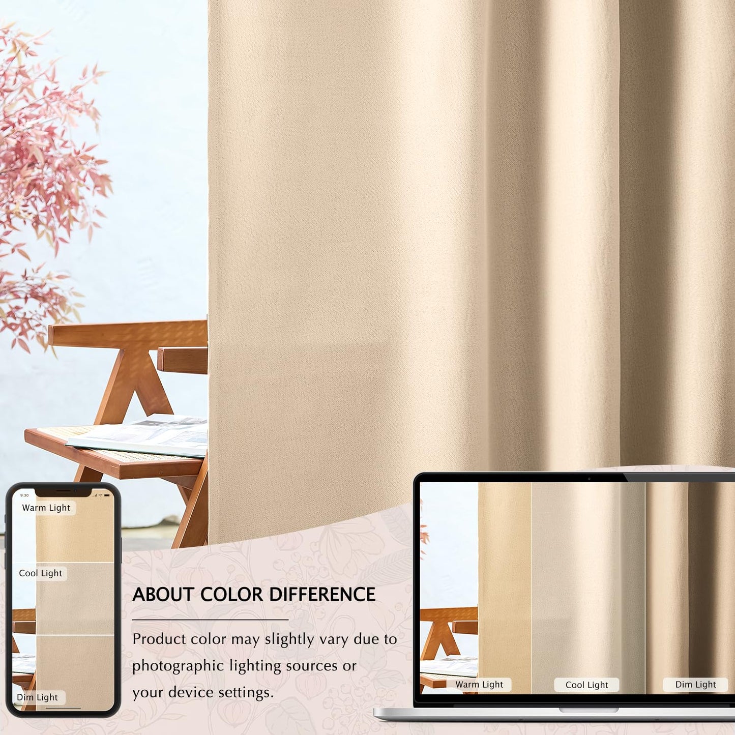 jinchan 70% Blackout Linen Textured Curtain for Living Room Darkening 84 Inch Long Bedroom Curtain Thermal Insulated Curtain Greyish Beige Curtain Grommet Top Window Curtain 1 Panel