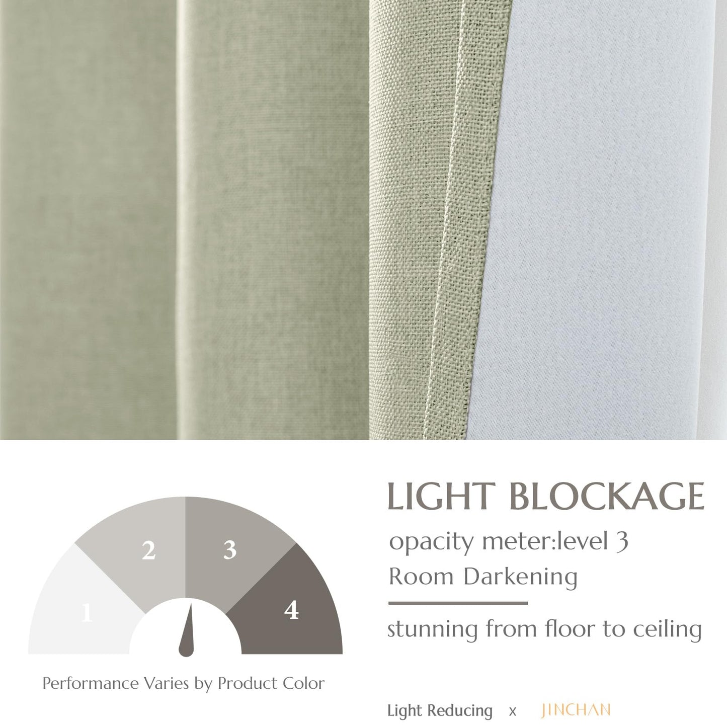 jinchan 70% Blackout Linen Textured Curtain for Living Room Darkening 84 Inch Long Bedroom Curtain Thermal Insulated Curtain Greyish Beige Curtain Grommet Top Window Curtain 1 Panel