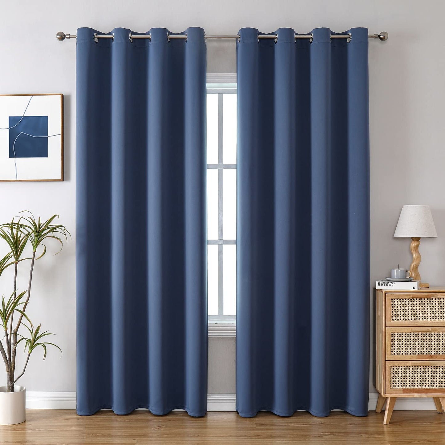 ChrisDowa Grommet Blackout Curtains for Bedroom and Living Room - 2 Panels Set Thermal Insulated Room Darkening Curtains (Dark Grey, 42 x 63 Inch)