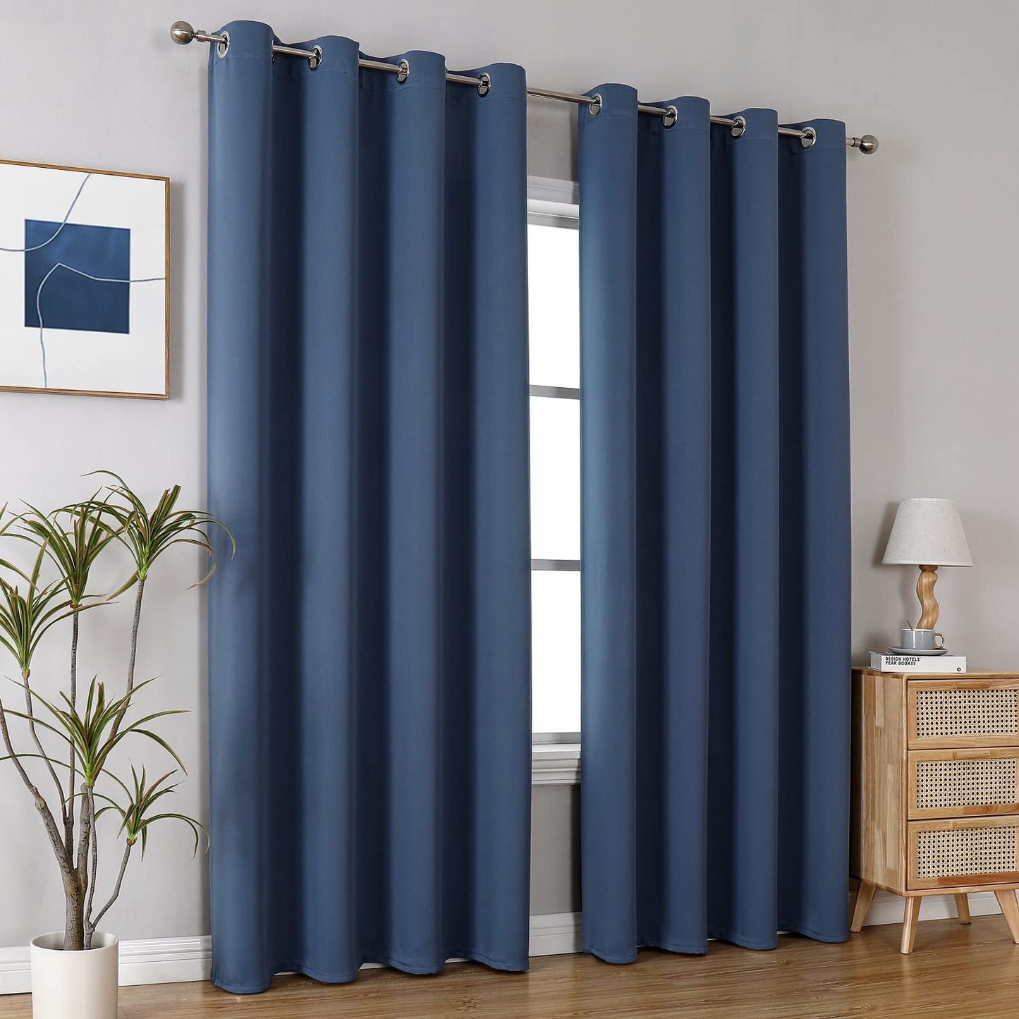 ChrisDowa Grommet Blackout Curtains for Bedroom and Living Room - 2 Panels Set Thermal Insulated Room Darkening Curtains (Dark Grey, 42 x 63 Inch)