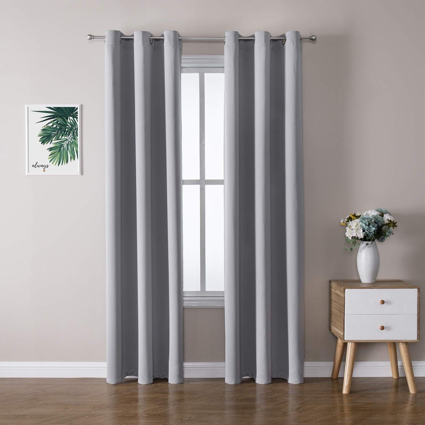 ChrisDowa Grommet Blackout Curtains for Bedroom and Living Room - 2 Panels Set Thermal Insulated Room Darkening Curtains (Dark Grey, 42 x 63 Inch)