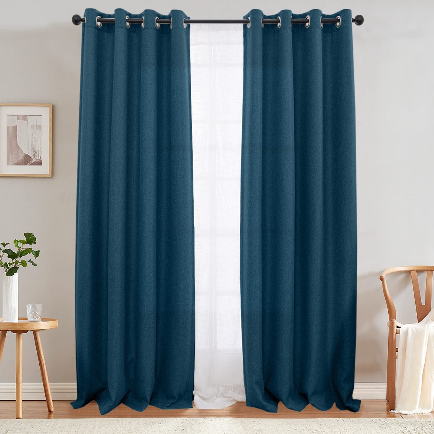 jinchan 70% Blackout Linen Textured Curtain for Living Room Darkening 84 Inch Long Bedroom Curtain Thermal Insulated Curtain Greyish Beige Curtain Grommet Top Window Curtain 1 Panel