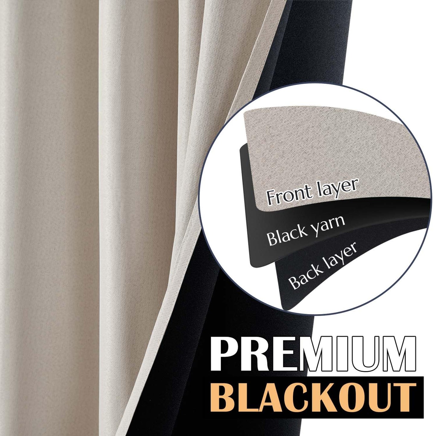 jinchan 70% Blackout Linen Textured Curtain for Living Room Darkening 84 Inch Long Bedroom Curtain Thermal Insulated Curtain Greyish Beige Curtain Grommet Top Window Curtain 1 Panel