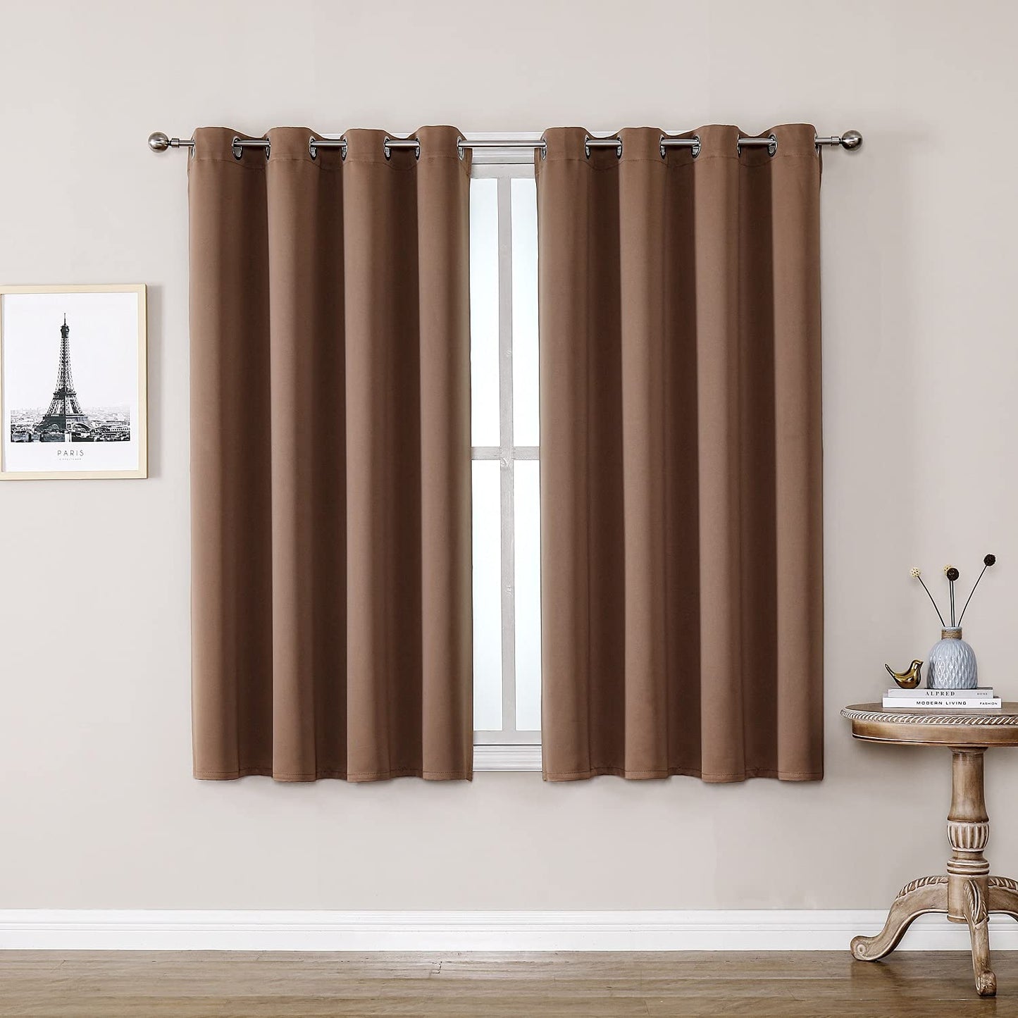 ChrisDowa Grommet Blackout Curtains for Bedroom and Living Room - 2 Panels Set Thermal Insulated Room Darkening Curtains (Dark Grey, 42 x 63 Inch)