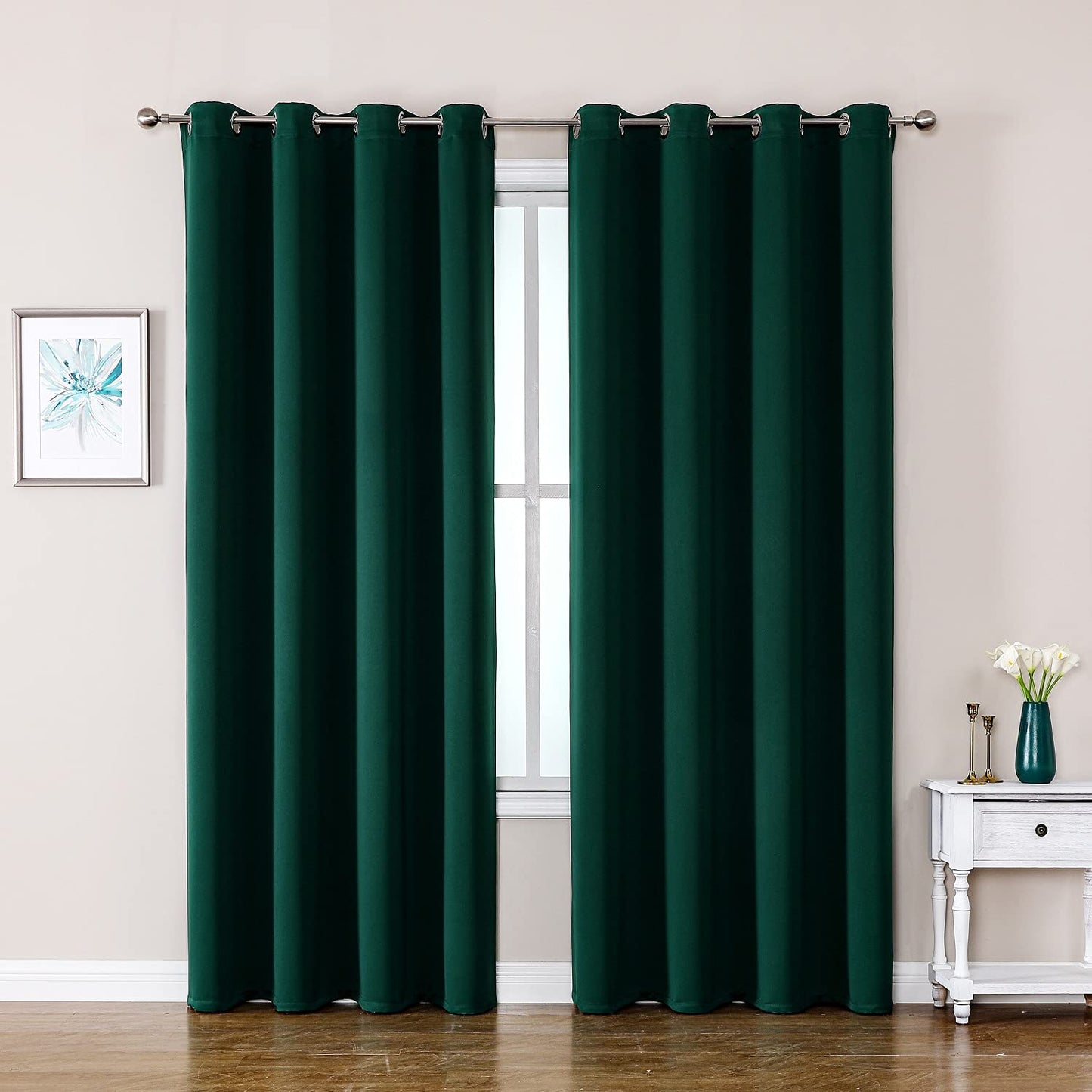 ChrisDowa Grommet Blackout Curtains for Bedroom and Living Room - 2 Panels Set Thermal Insulated Room Darkening Curtains (Dark Grey, 42 x 63 Inch)