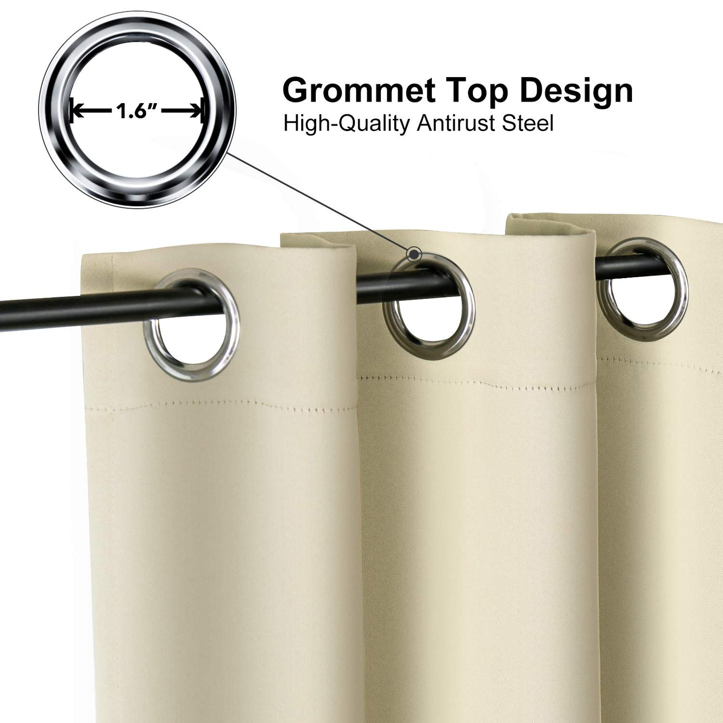 ChrisDowa Grommet Blackout Curtains for Bedroom and Living Room - 2 Panels Set Thermal Insulated Room Darkening Curtains (Dark Grey, 42 x 63 Inch)