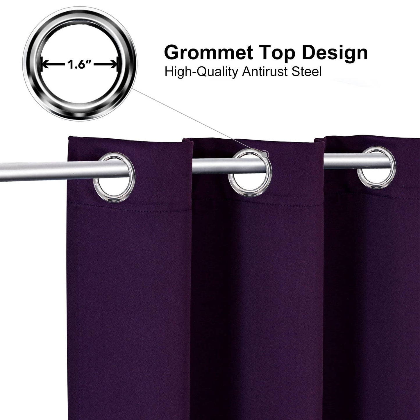 ChrisDowa Grommet Blackout Curtains for Bedroom and Living Room - 2 Panels Set Thermal Insulated Room Darkening Curtains (Dark Grey, 42 x 63 Inch)