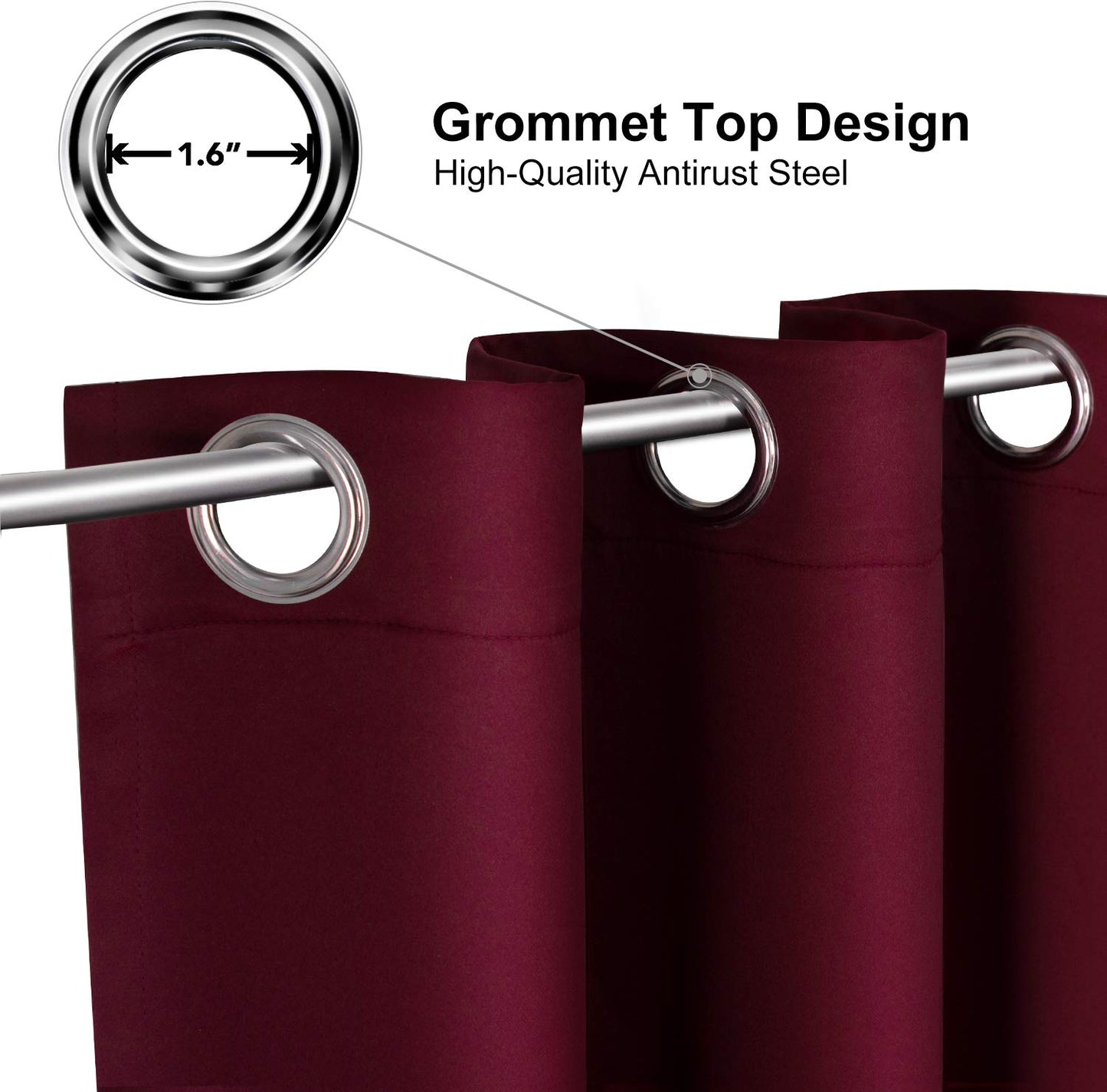 ChrisDowa Grommet Blackout Curtains for Bedroom and Living Room - 2 Panels Set Thermal Insulated Room Darkening Curtains (Dark Grey, 42 x 63 Inch)