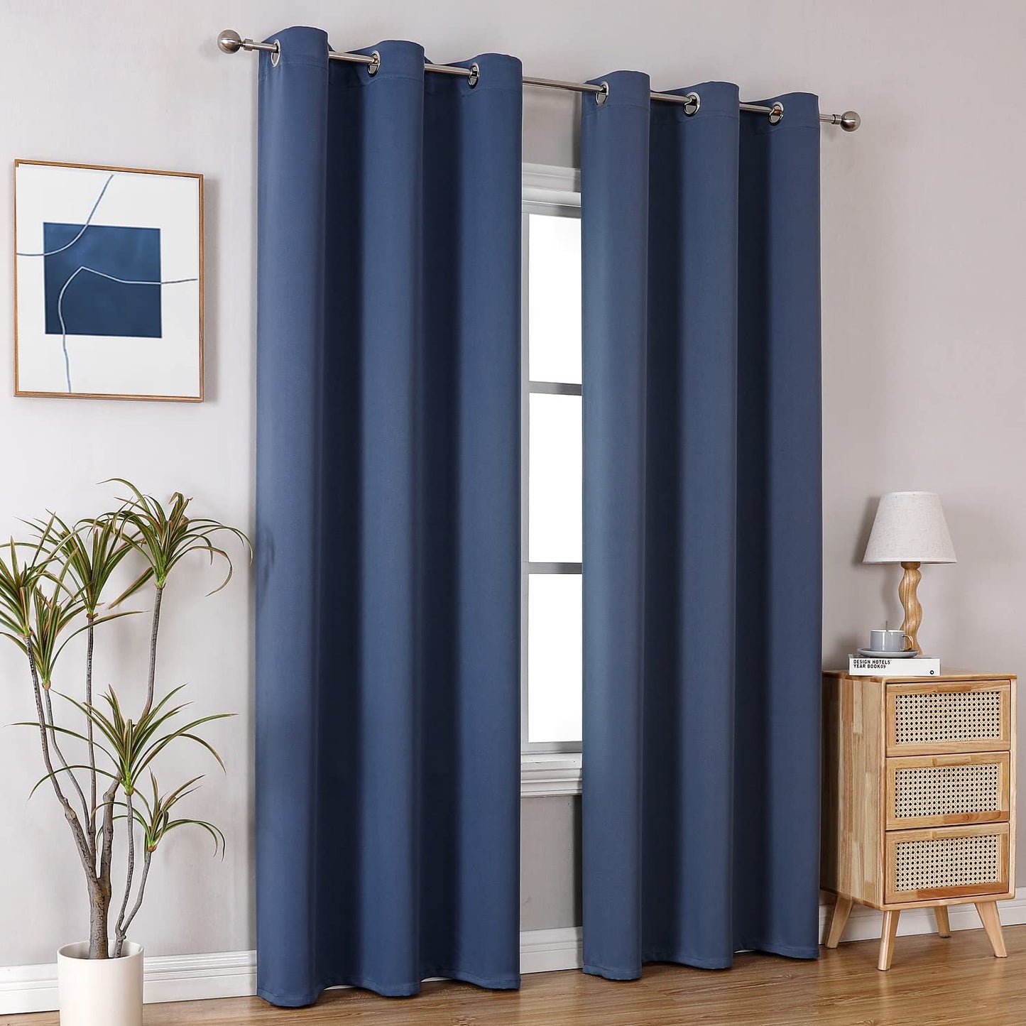 ChrisDowa Grommet Blackout Curtains for Bedroom and Living Room - 2 Panels Set Thermal Insulated Room Darkening Curtains (Dark Grey, 42 x 63 Inch)