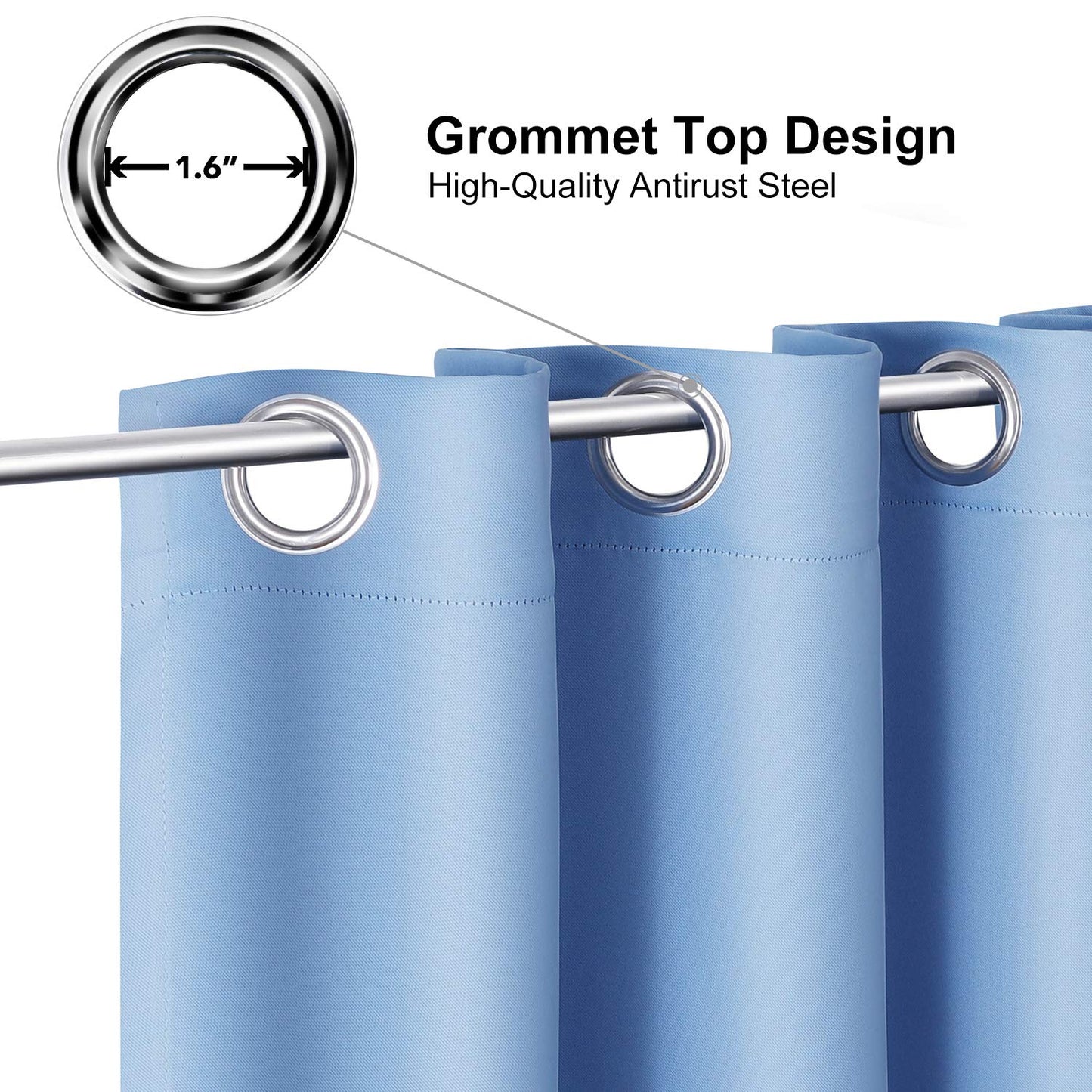 ChrisDowa Grommet Blackout Curtains for Bedroom and Living Room - 2 Panels Set Thermal Insulated Room Darkening Curtains (Dark Grey, 42 x 63 Inch)