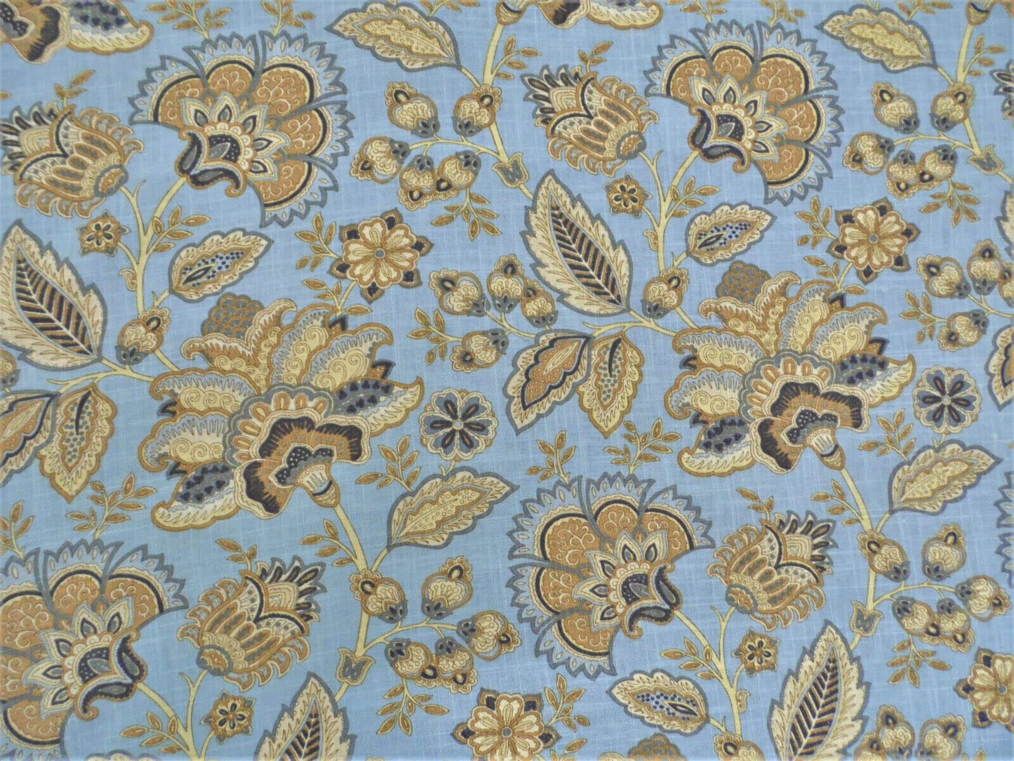 Belle Maison Monique Linen Upholstery Drapery Fabric Powder Blue Floral MM38