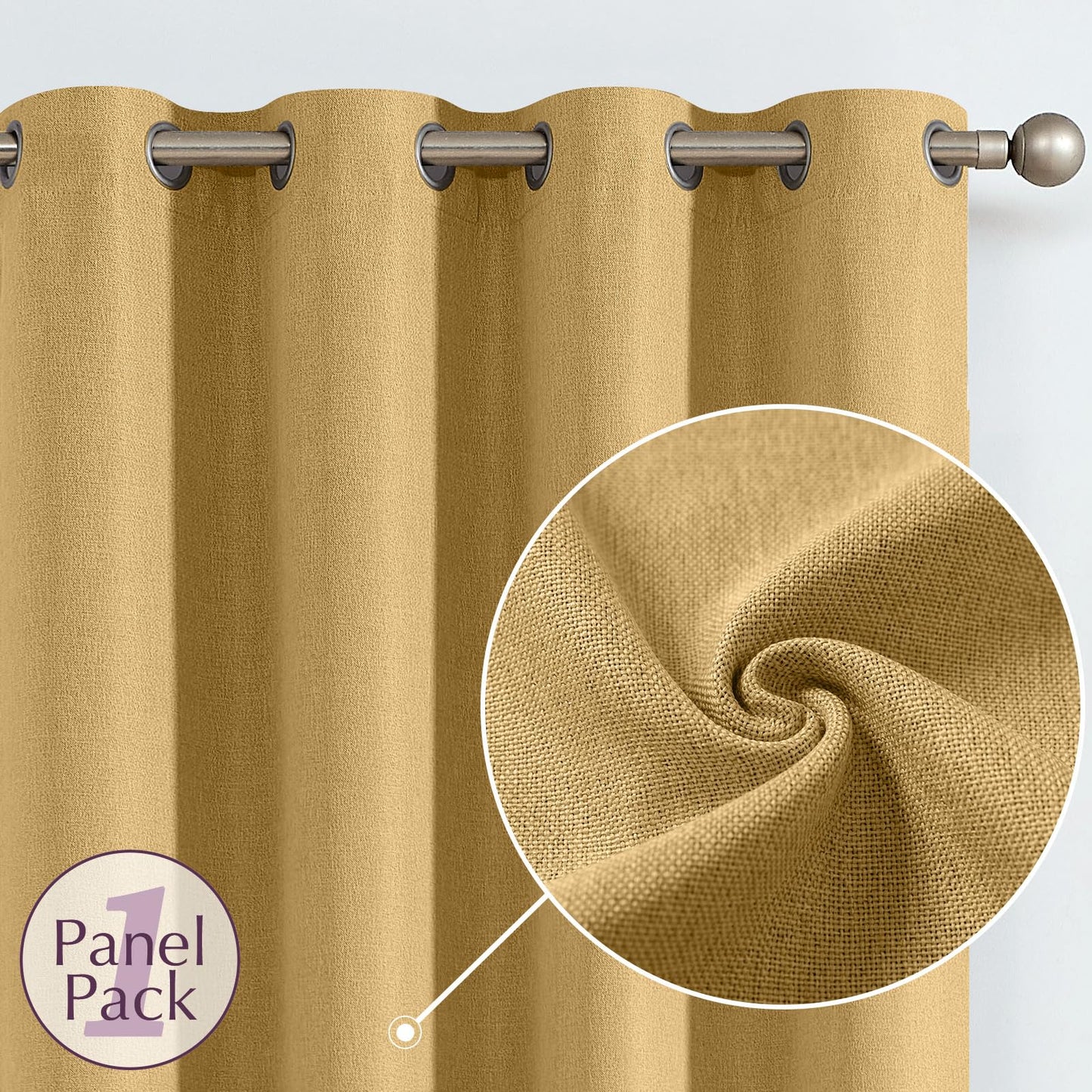 jinchan 70% Blackout Linen Textured Curtain for Living Room Darkening 84 Inch Long Bedroom Curtain Thermal Insulated Curtain Greyish Beige Curtain Grommet Top Window Curtain 1 Panel
