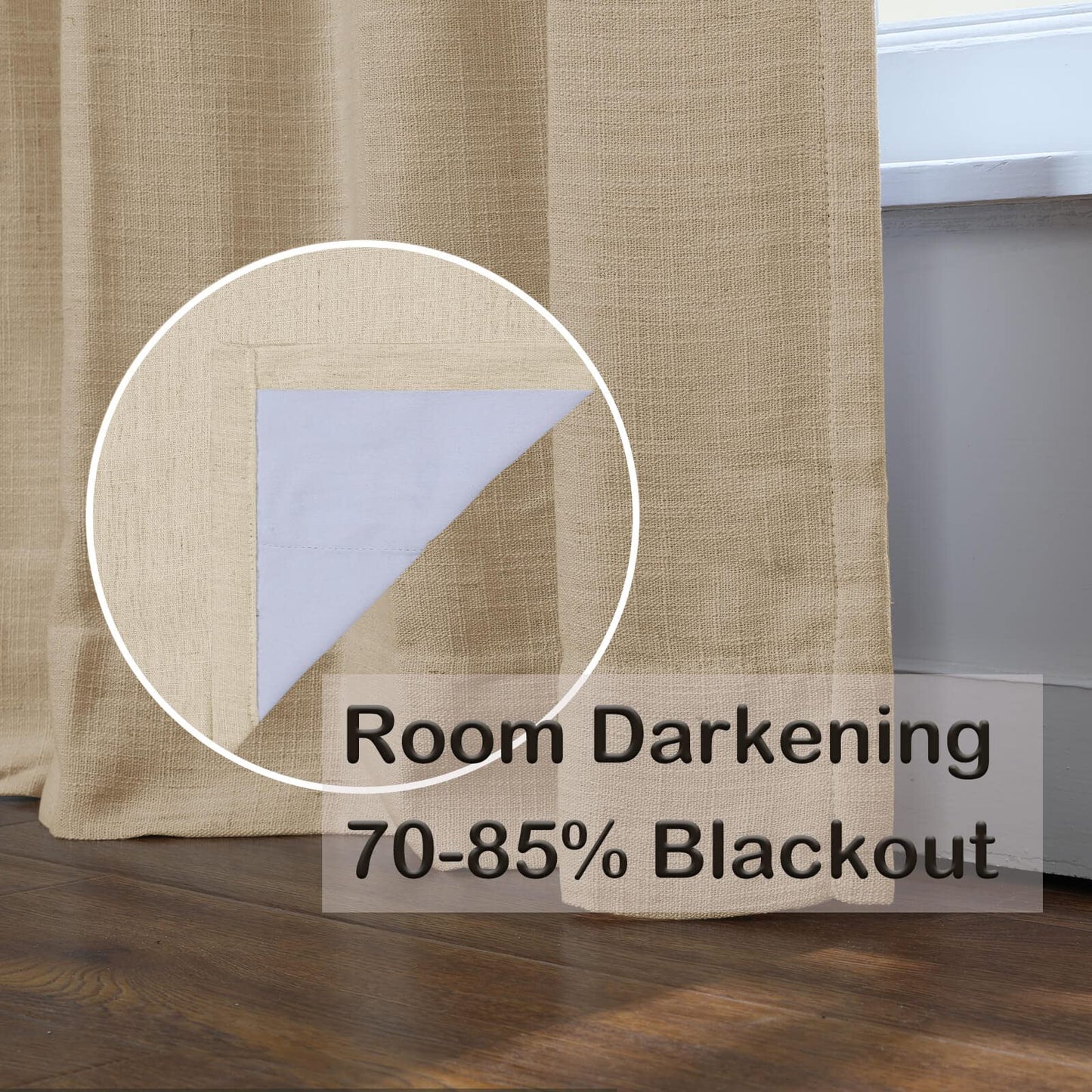 Drapifytex Pinch Pleat Polyester Faux Linen Curtain, 100 Inches Wide by 102 Inches Long, Beige Texture Curtains for Living Room and Bedroom (1 Panel)