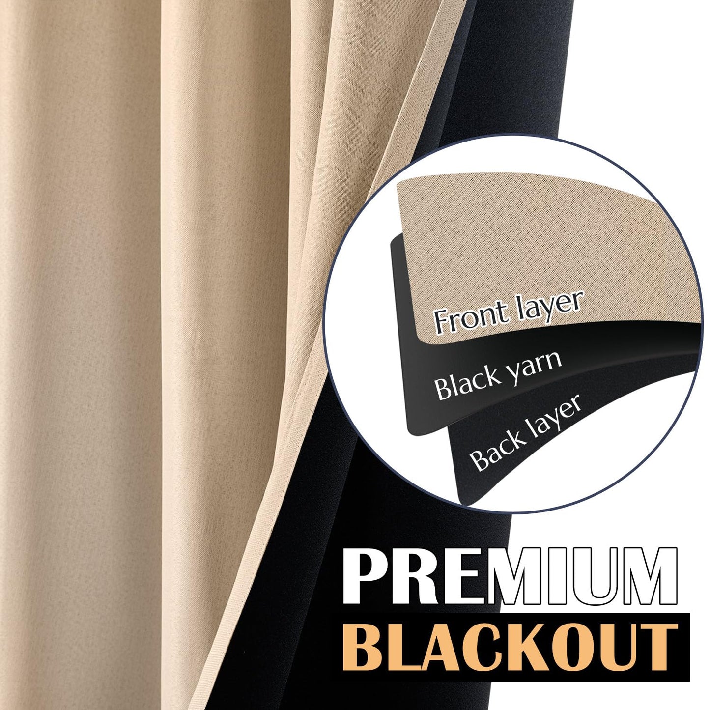 jinchan 70% Blackout Linen Textured Curtain for Living Room Darkening 84 Inch Long Bedroom Curtain Thermal Insulated Curtain Greyish Beige Curtain Grommet Top Window Curtain 1 Panel