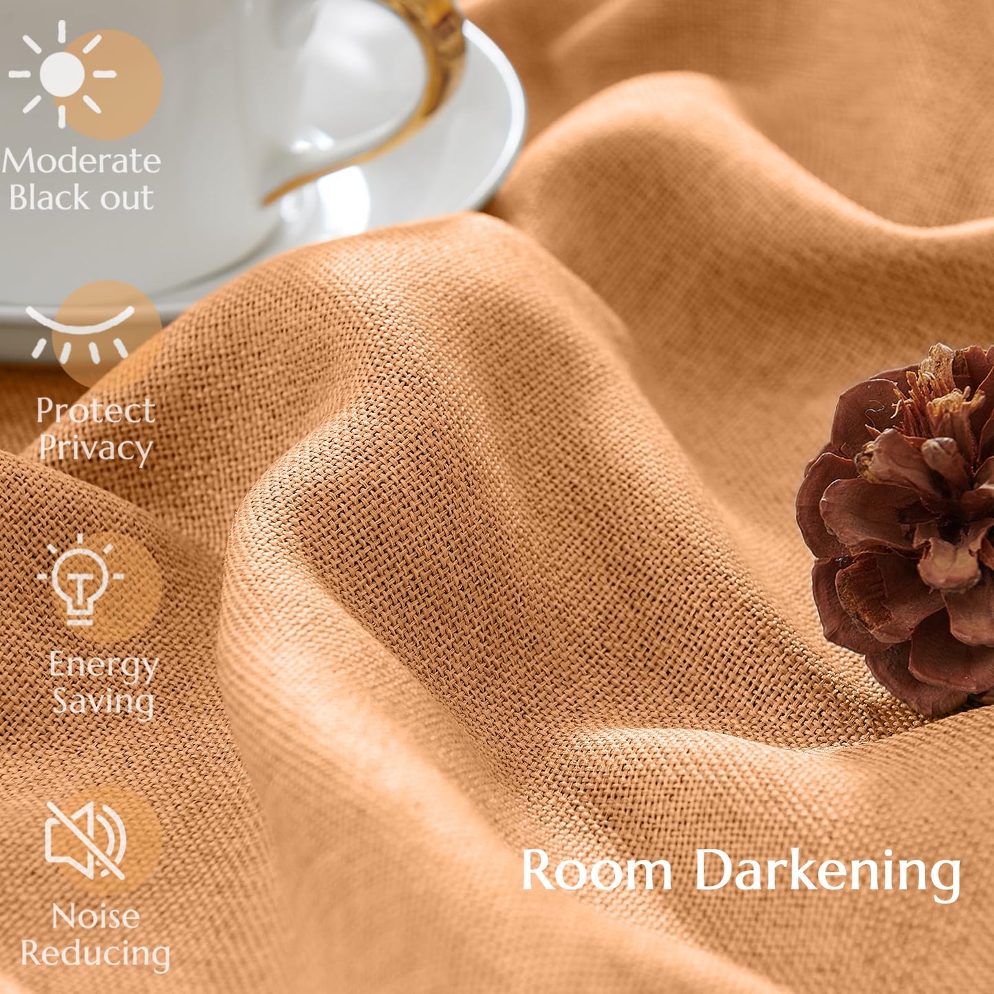 jinchan 70% Blackout Linen Textured Curtain for Living Room Darkening 84 Inch Long Bedroom Curtain Thermal Insulated Curtain Greyish Beige Curtain Grommet Top Window Curtain 1 Panel