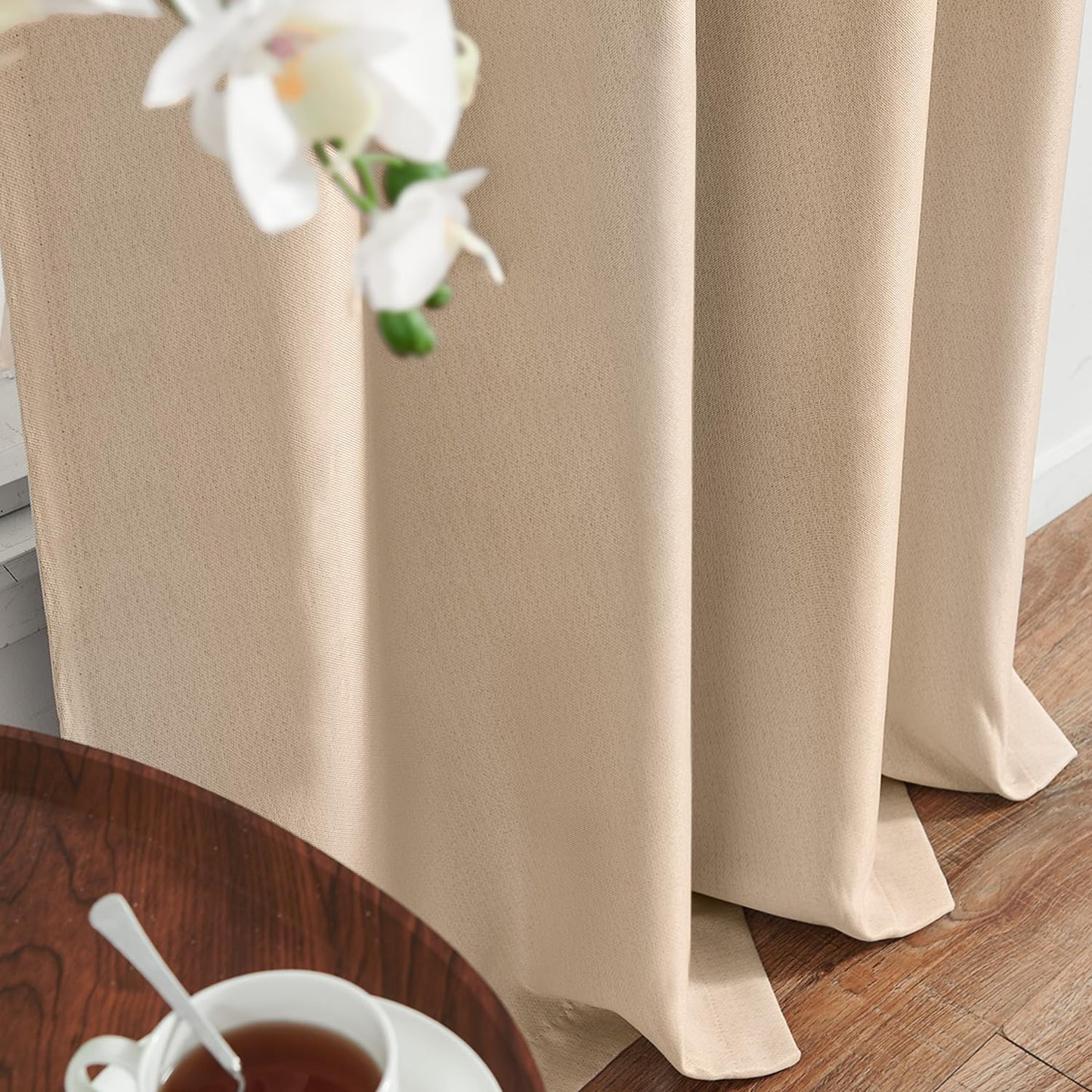jinchan 70% Blackout Linen Textured Curtain for Living Room Darkening 84 Inch Long Bedroom Curtain Thermal Insulated Curtain Greyish Beige Curtain Grommet Top Window Curtain 1 Panel