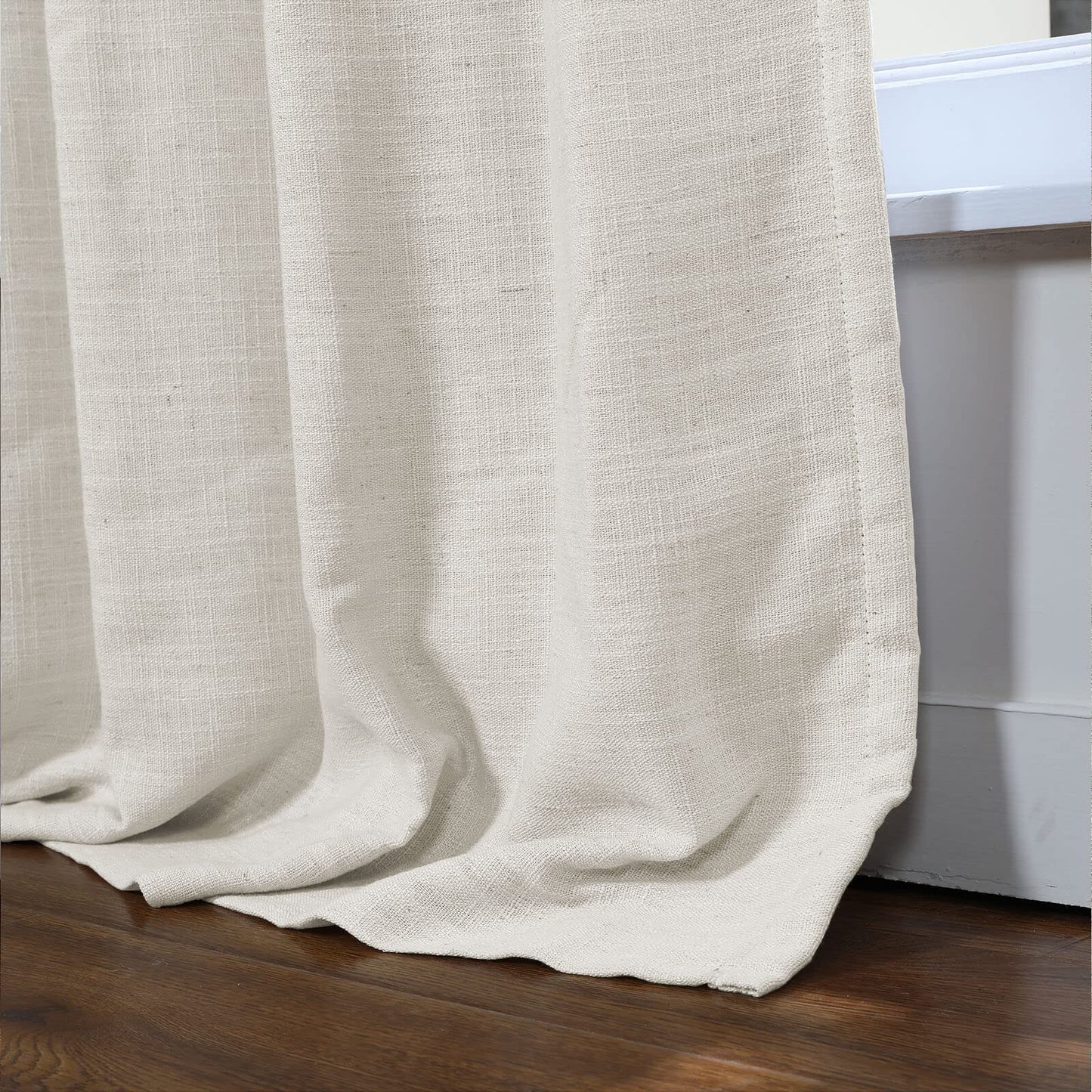 Drapifytex Pinch Pleat Polyester Faux Linen Curtain, 100 Inches Wide by 102 Inches Long, Beige Texture Curtains for Living Room and Bedroom (1 Panel)