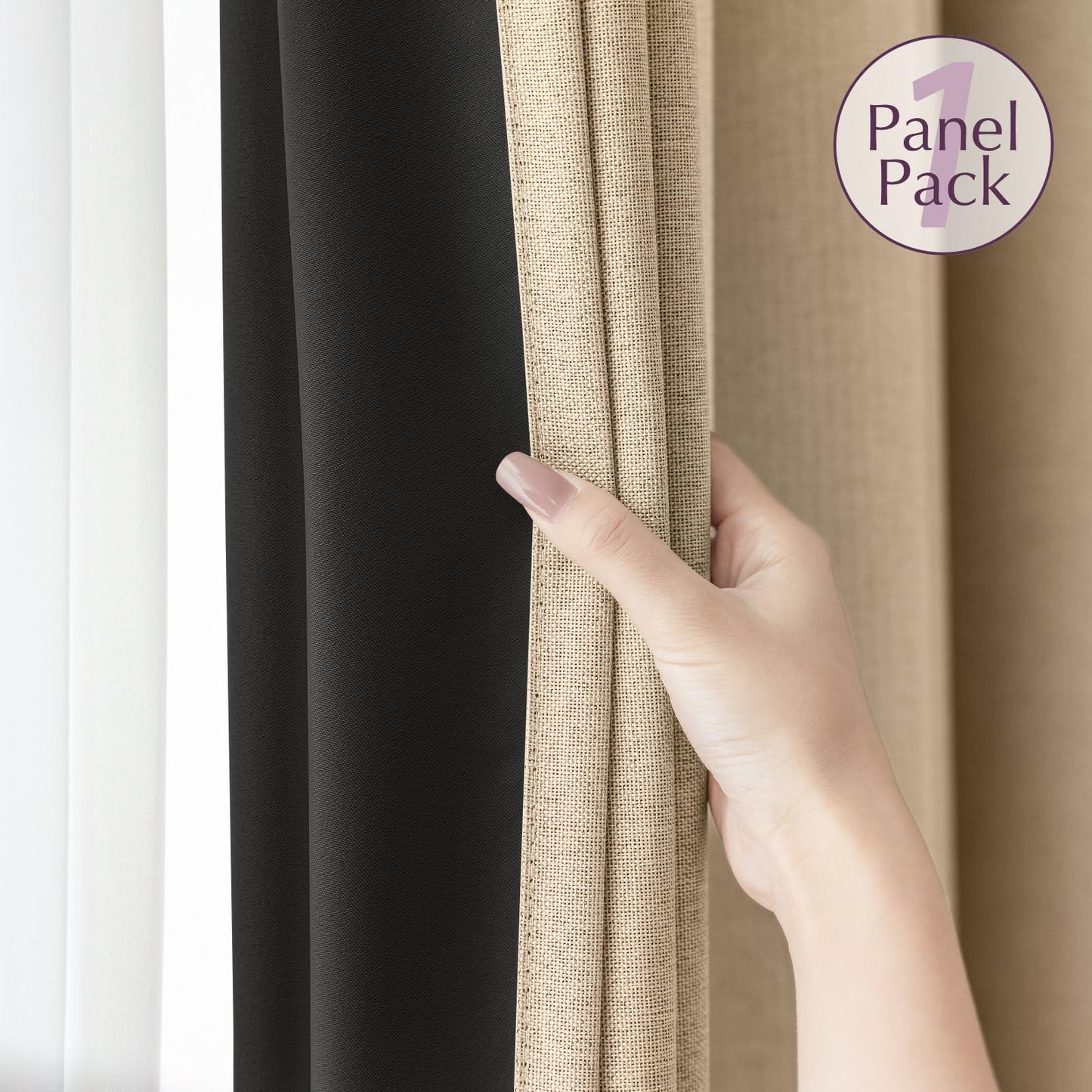 jinchan 70% Blackout Linen Textured Curtain for Living Room Darkening 84 Inch Long Bedroom Curtain Thermal Insulated Curtain Greyish Beige Curtain Grommet Top Window Curtain 1 Panel