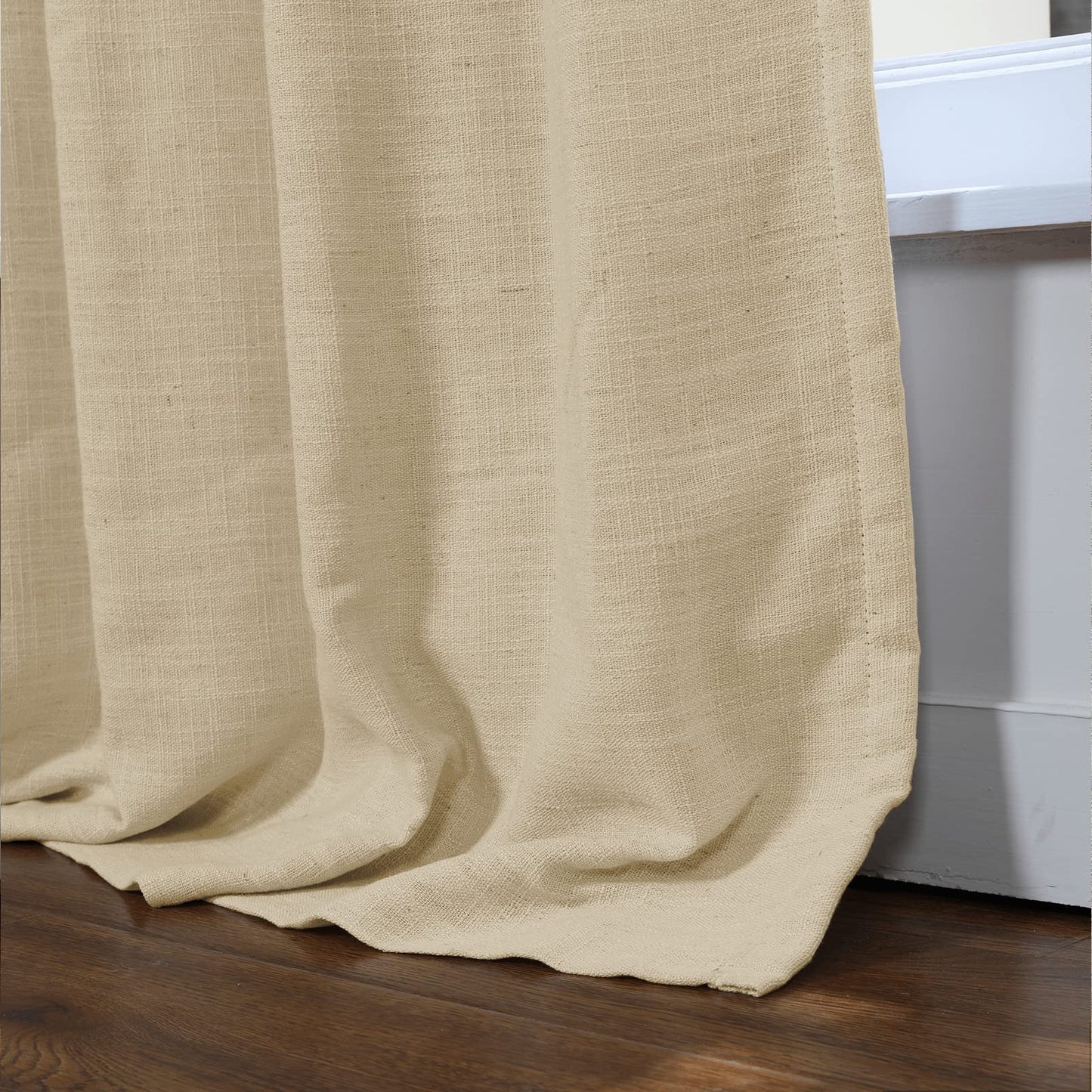 Drapifytex Pinch Pleat Polyester Faux Linen Curtain, 100 Inches Wide by 102 Inches Long, Beige Texture Curtains for Living Room and Bedroom (1 Panel)
