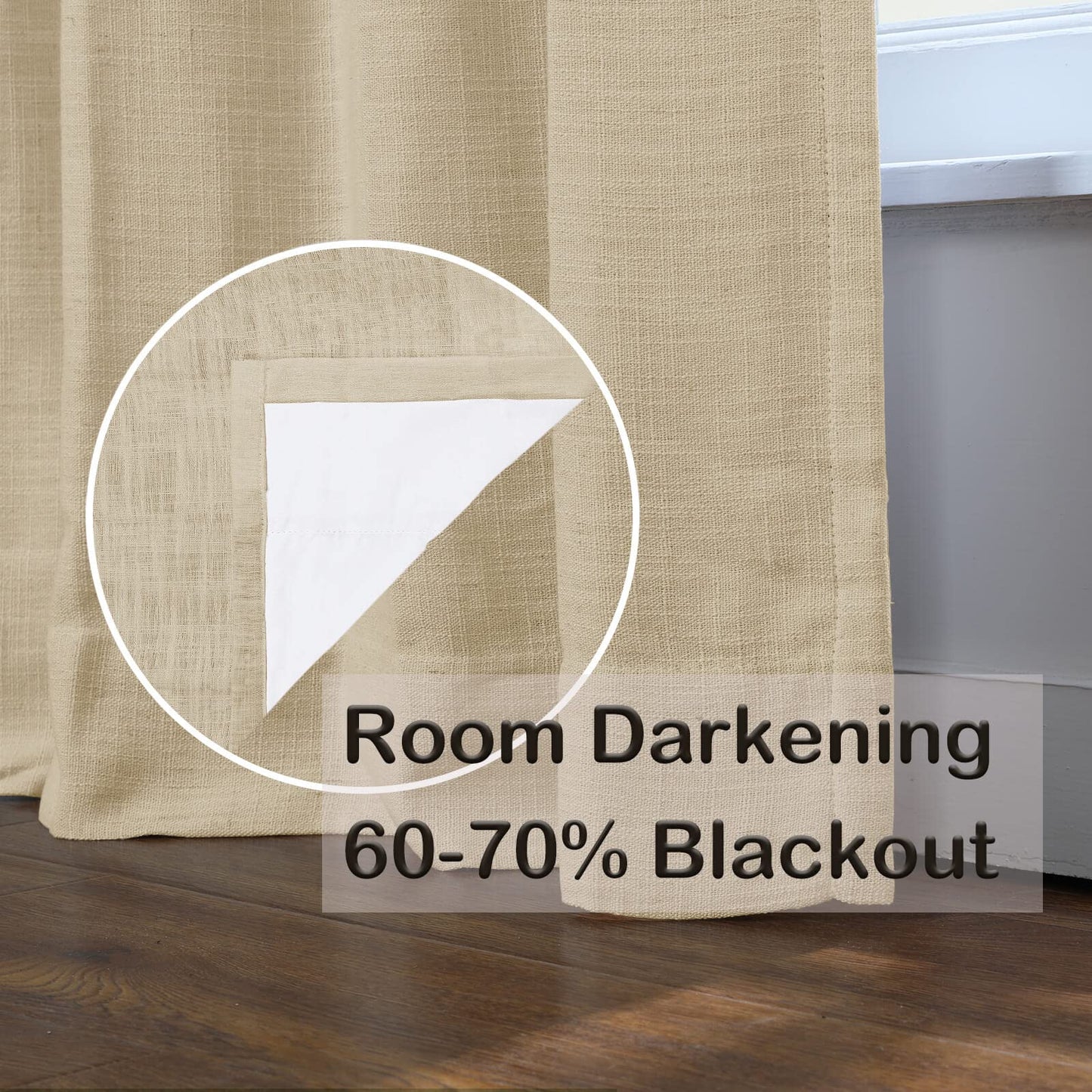 Drapifytex Pinch Pleat Polyester Faux Linen Curtain, 100 Inches Wide by 102 Inches Long, Beige Texture Curtains for Living Room and Bedroom (1 Panel)