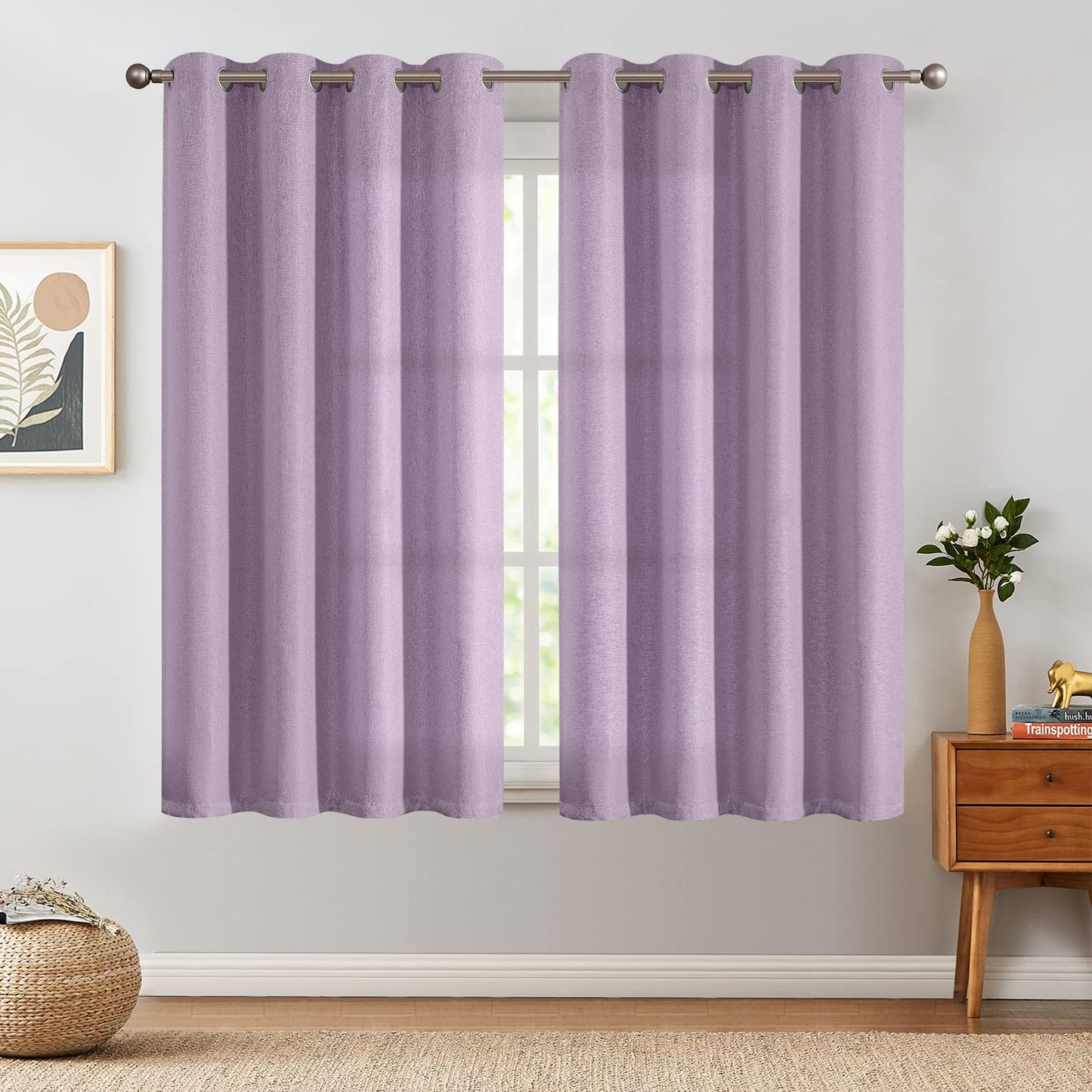 jinchan 70% Blackout Linen Textured Curtain for Living Room Darkening 84 Inch Long Bedroom Curtain Thermal Insulated Curtain Greyish Beige Curtain Grommet Top Window Curtain 1 Panel
