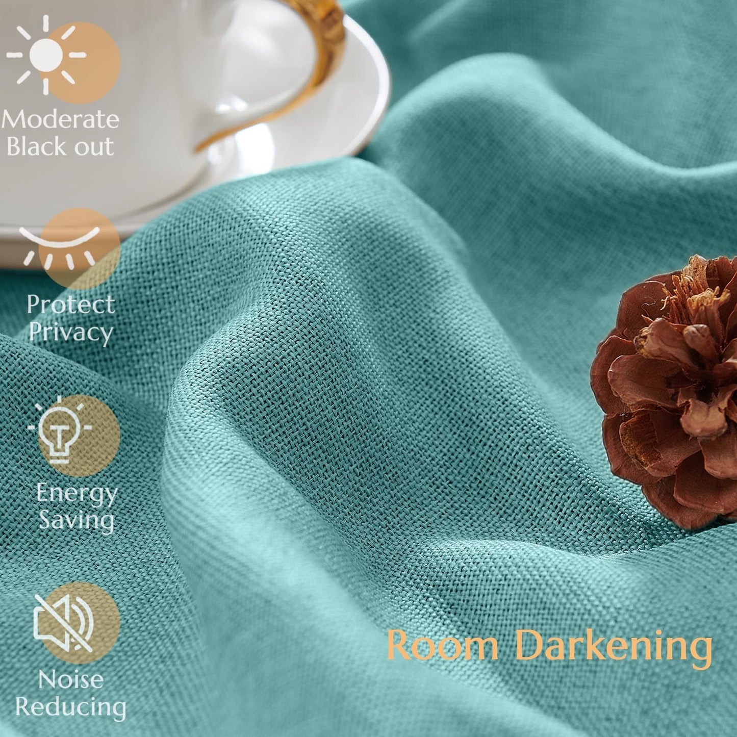jinchan 70% Blackout Linen Textured Curtain for Living Room Darkening 84 Inch Long Bedroom Curtain Thermal Insulated Curtain Greyish Beige Curtain Grommet Top Window Curtain 1 Panel