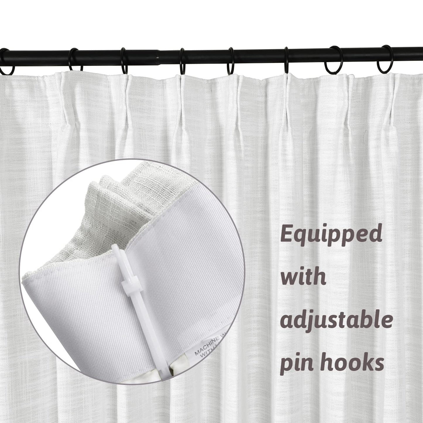 Drapifytex Pinch Pleat Polyester Faux Linen Curtain, 100 Inches Wide by 102 Inches Long, Beige Texture Curtains for Living Room and Bedroom (1 Panel)