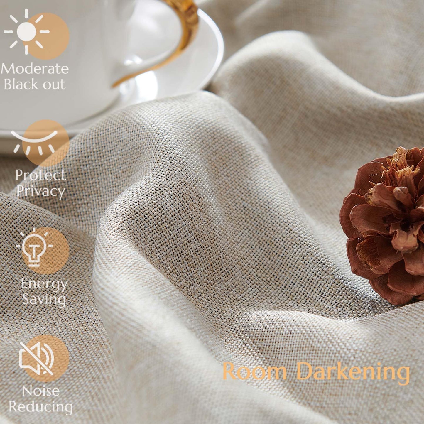 jinchan 70% Blackout Linen Textured Curtain for Living Room Darkening 84 Inch Long Bedroom Curtain Thermal Insulated Curtain Greyish Beige Curtain Grommet Top Window Curtain 1 Panel