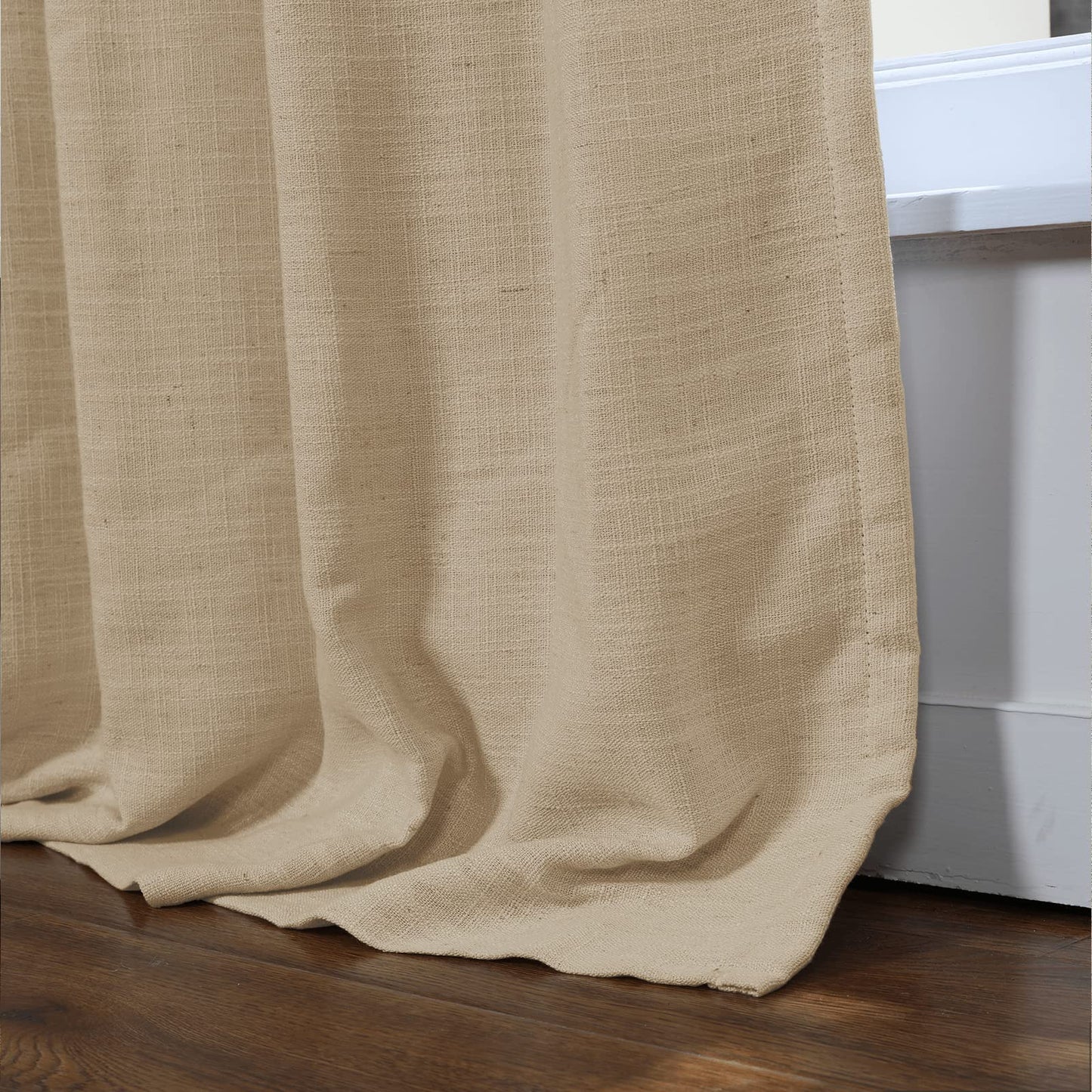 Drapifytex Pinch Pleat Polyester Faux Linen Curtain, 100 Inches Wide by 102 Inches Long, Beige Texture Curtains for Living Room and Bedroom (1 Panel)