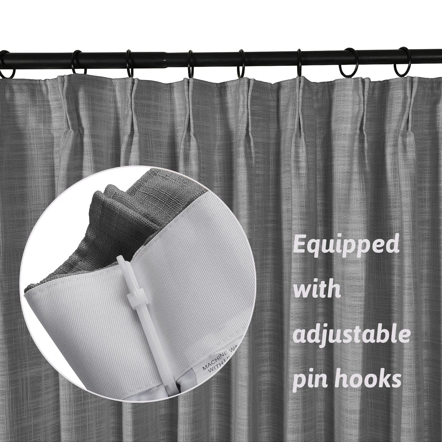 Drapifytex Pinch Pleat Polyester Faux Linen Curtain, 100 Inches Wide by 102 Inches Long, Beige Texture Curtains for Living Room and Bedroom (1 Panel)