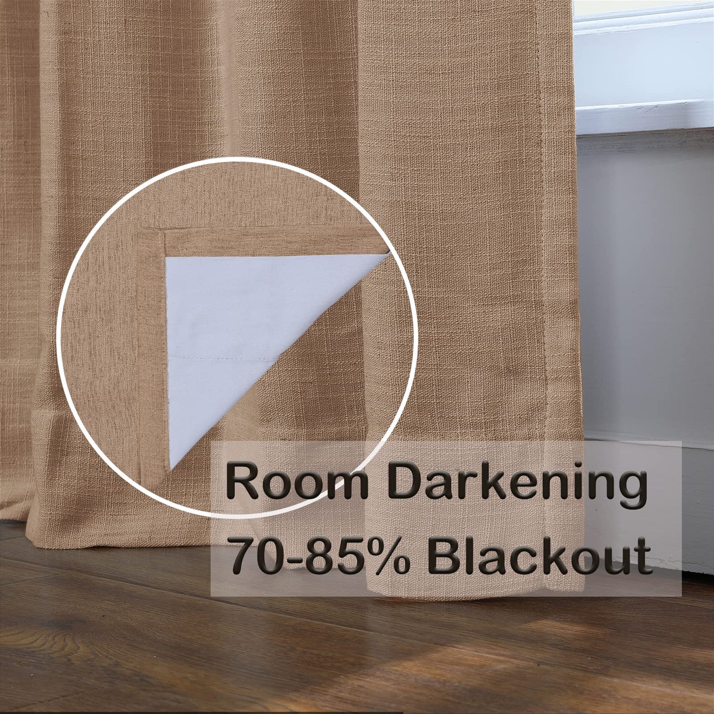 Drapifytex Pinch Pleat Polyester Faux Linen Curtain, 100 Inches Wide by 102 Inches Long, Beige Texture Curtains for Living Room and Bedroom (1 Panel)