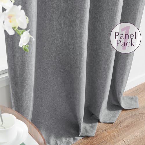 jinchan 70% Blackout Linen Textured Curtain for Living Room Darkening 84 Inch Long Bedroom Curtain Thermal Insulated Curtain Greyish Beige Curtain Grommet Top Window Curtain 1 Panel