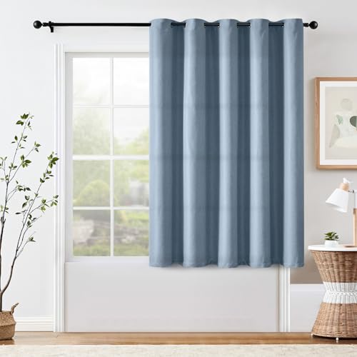 jinchan 70% Blackout Linen Textured Curtain for Living Room Darkening 84 Inch Long Bedroom Curtain Thermal Insulated Curtain Greyish Beige Curtain Grommet Top Window Curtain 1 Panel