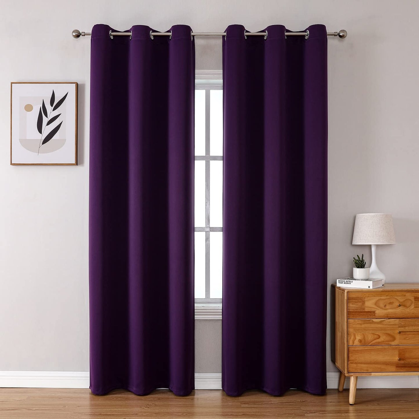 ChrisDowa Grommet Blackout Curtains for Bedroom and Living Room - 2 Panels Set Thermal Insulated Room Darkening Curtains (Dark Grey, 42 x 63 Inch)