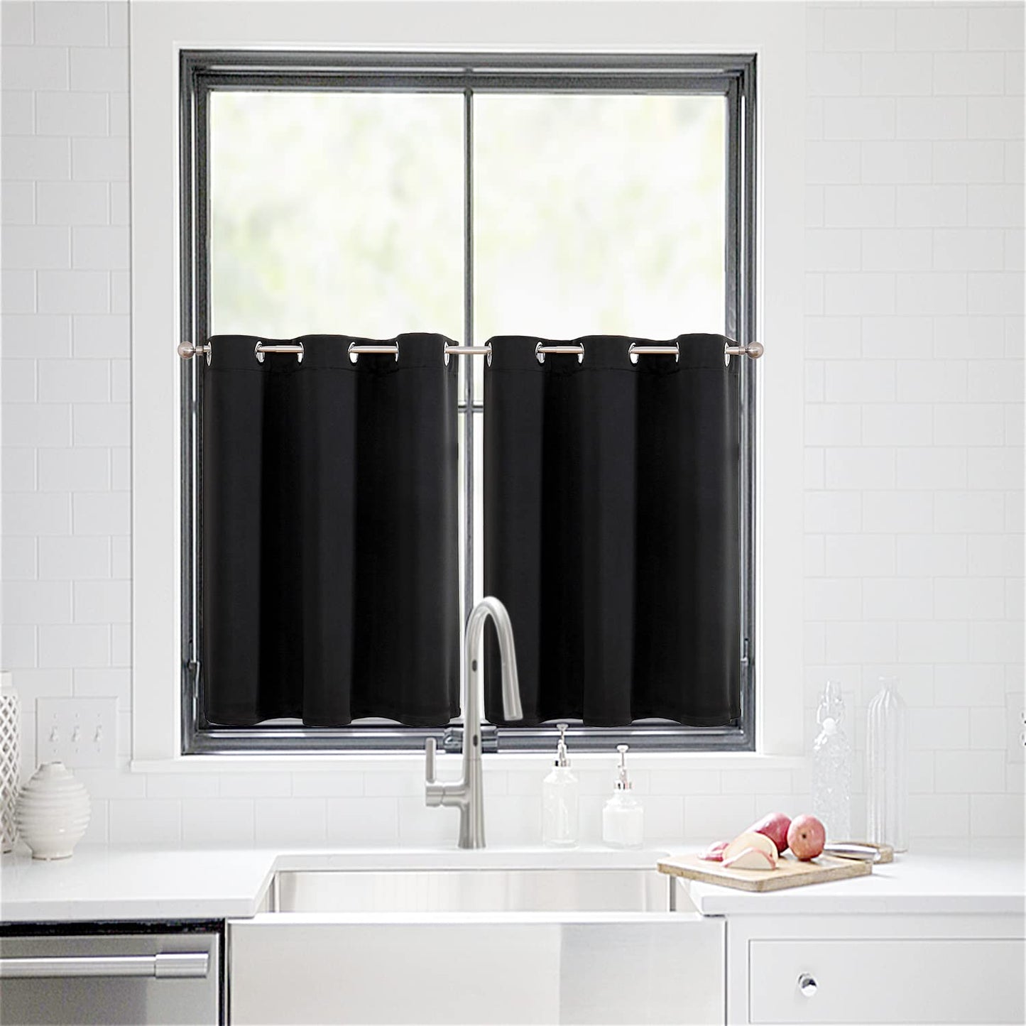 ChrisDowa Grommet Blackout Curtains for Bedroom and Living Room - 2 Panels Set Thermal Insulated Room Darkening Curtains (Dark Grey, 42 x 63 Inch)