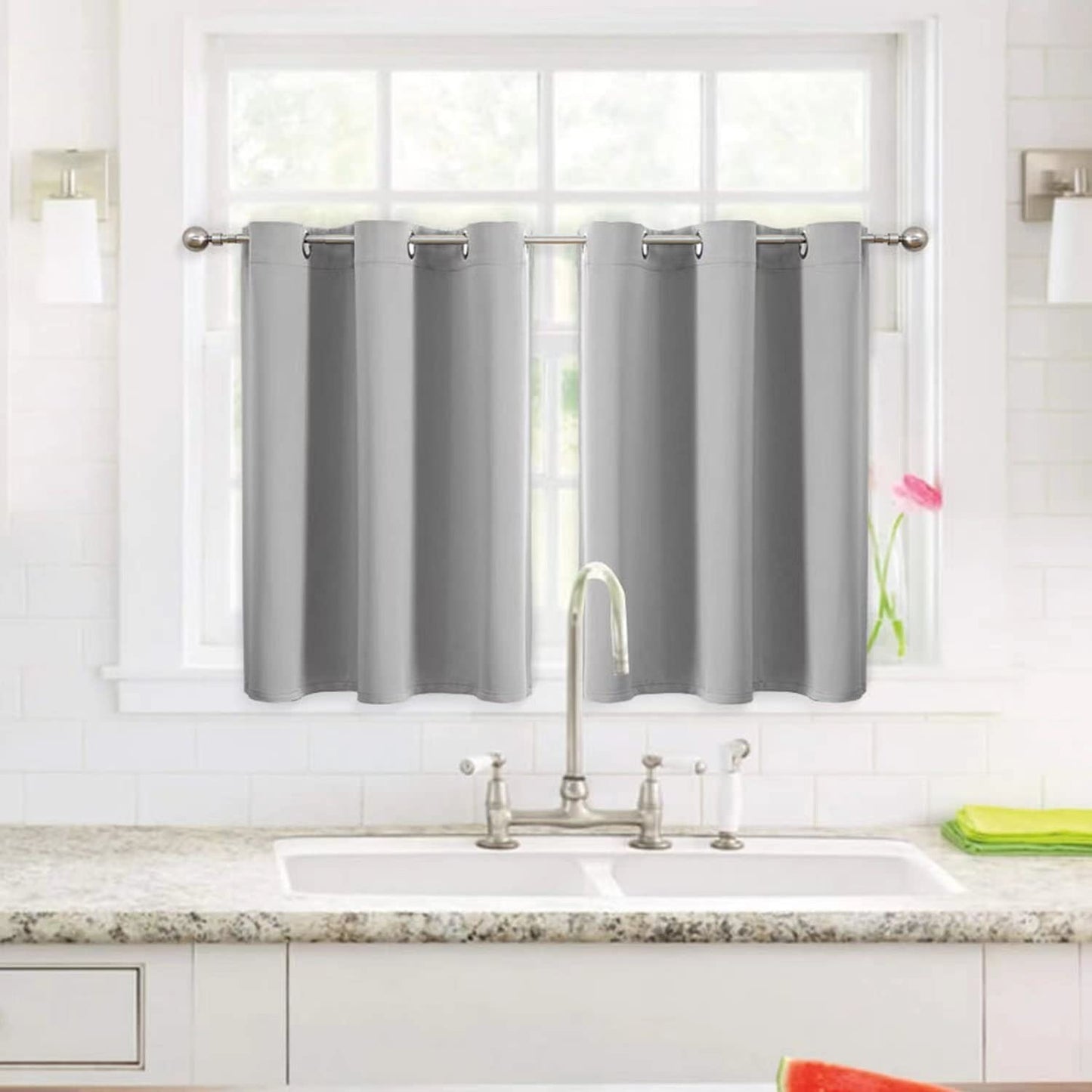ChrisDowa Grommet Blackout Curtains for Bedroom and Living Room - 2 Panels Set Thermal Insulated Room Darkening Curtains (Dark Grey, 42 x 63 Inch)